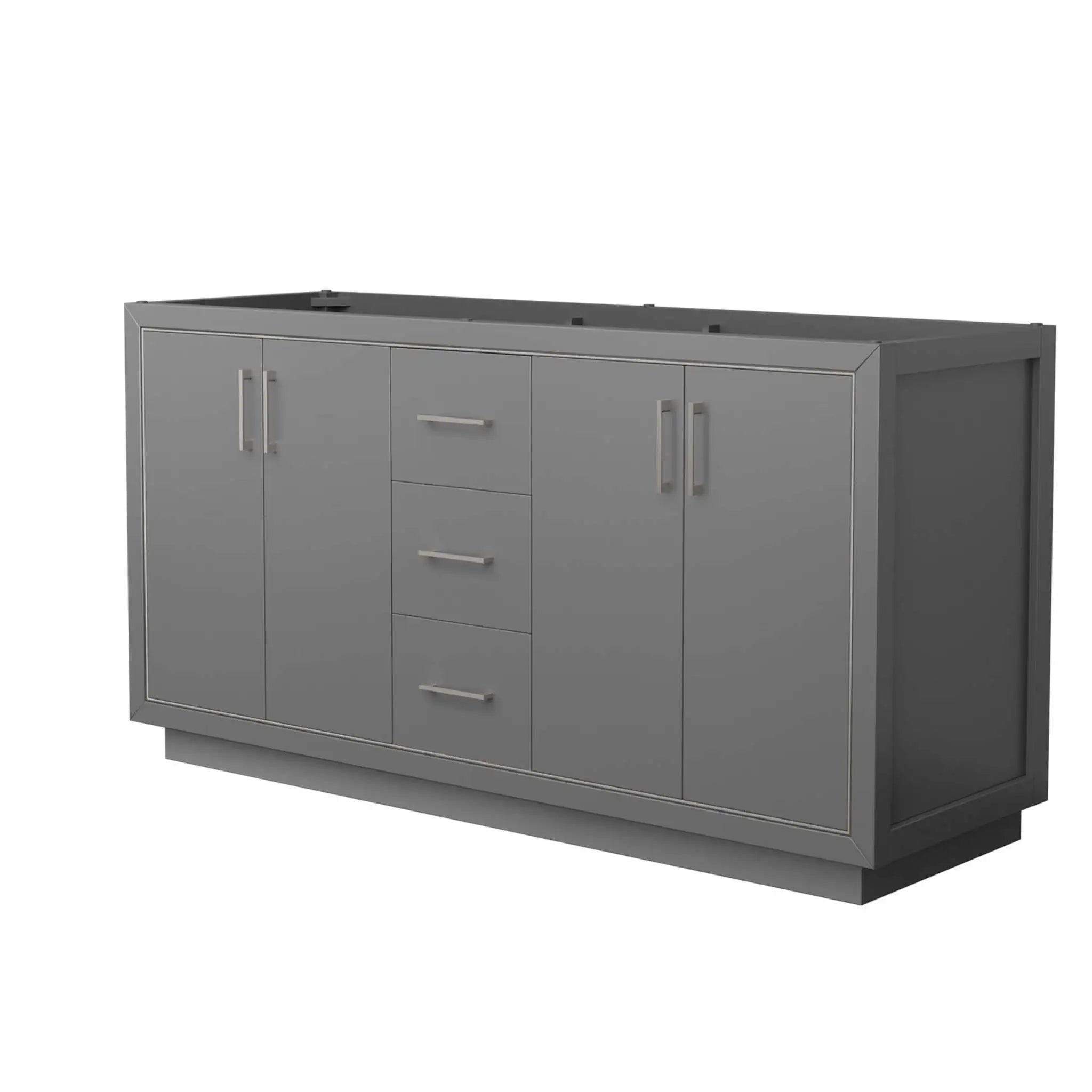 66" Icon Double Bathroom Vanity in Dark Gray with Brushed Nickel Trim by Wyndham