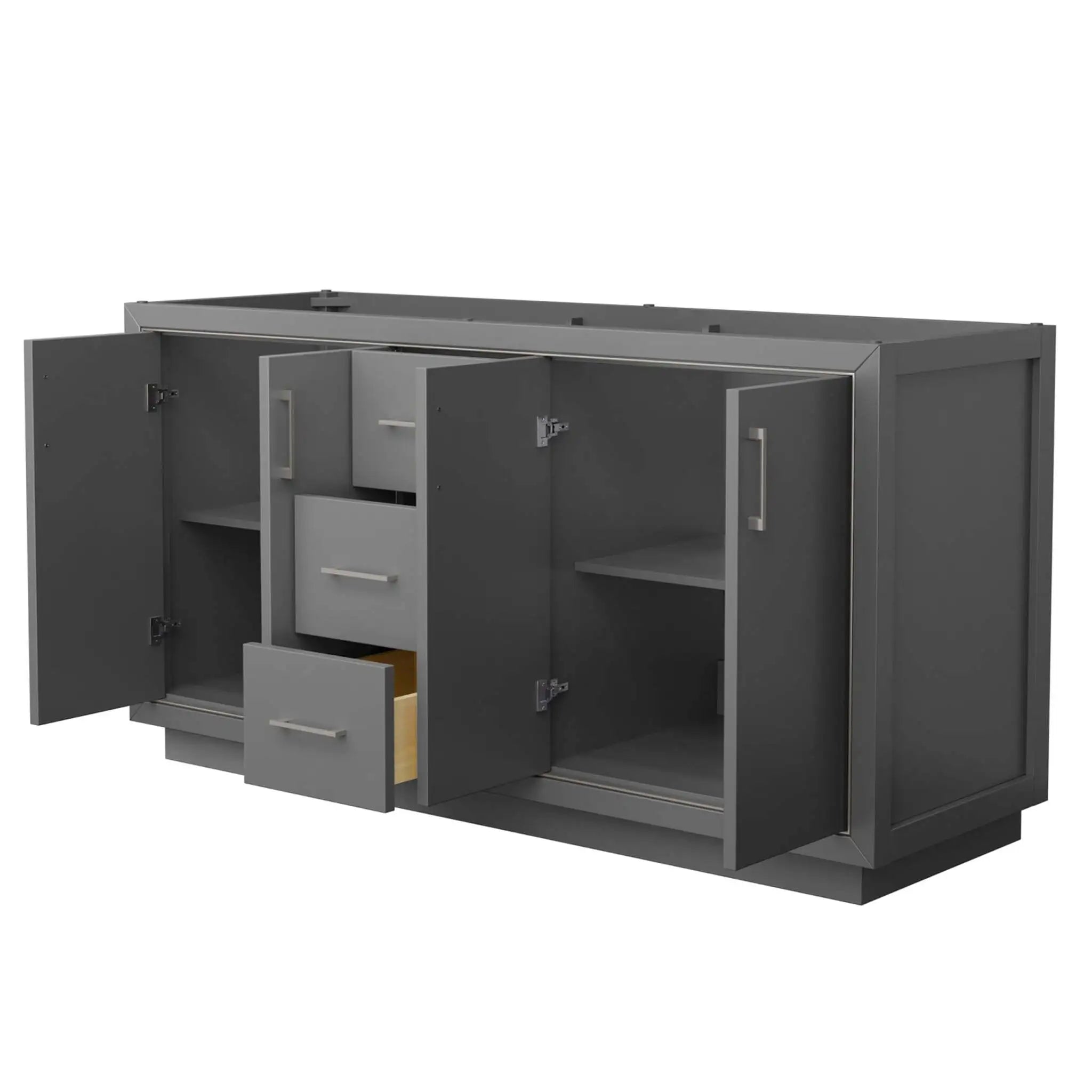 66" Icon Double Bathroom Vanity in Dark Gray with Brushed Nickel Trim by Wyndham