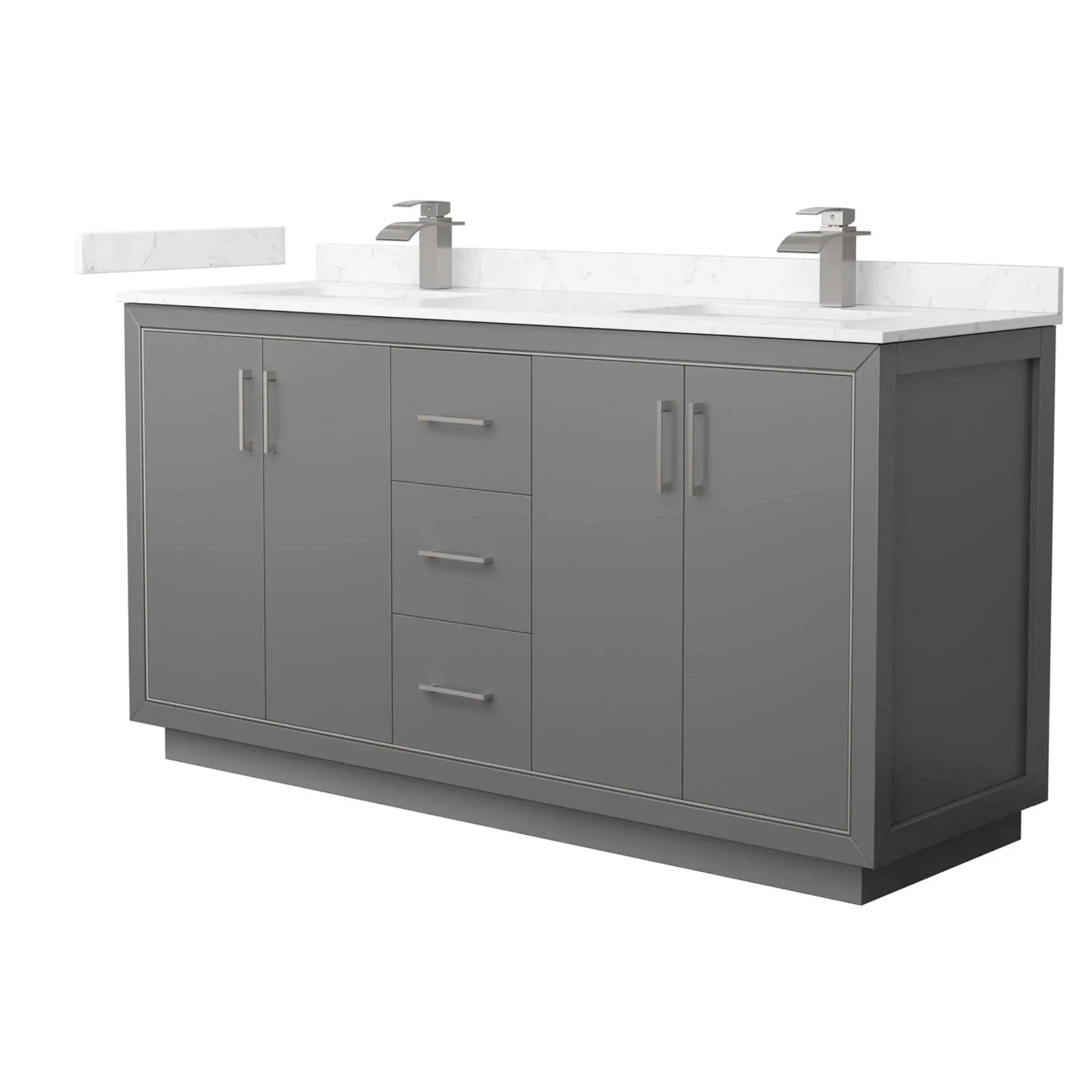 66" Icon Double Bathroom Vanity in Dark Gray with Brushed Nickel Trim by Wyndham