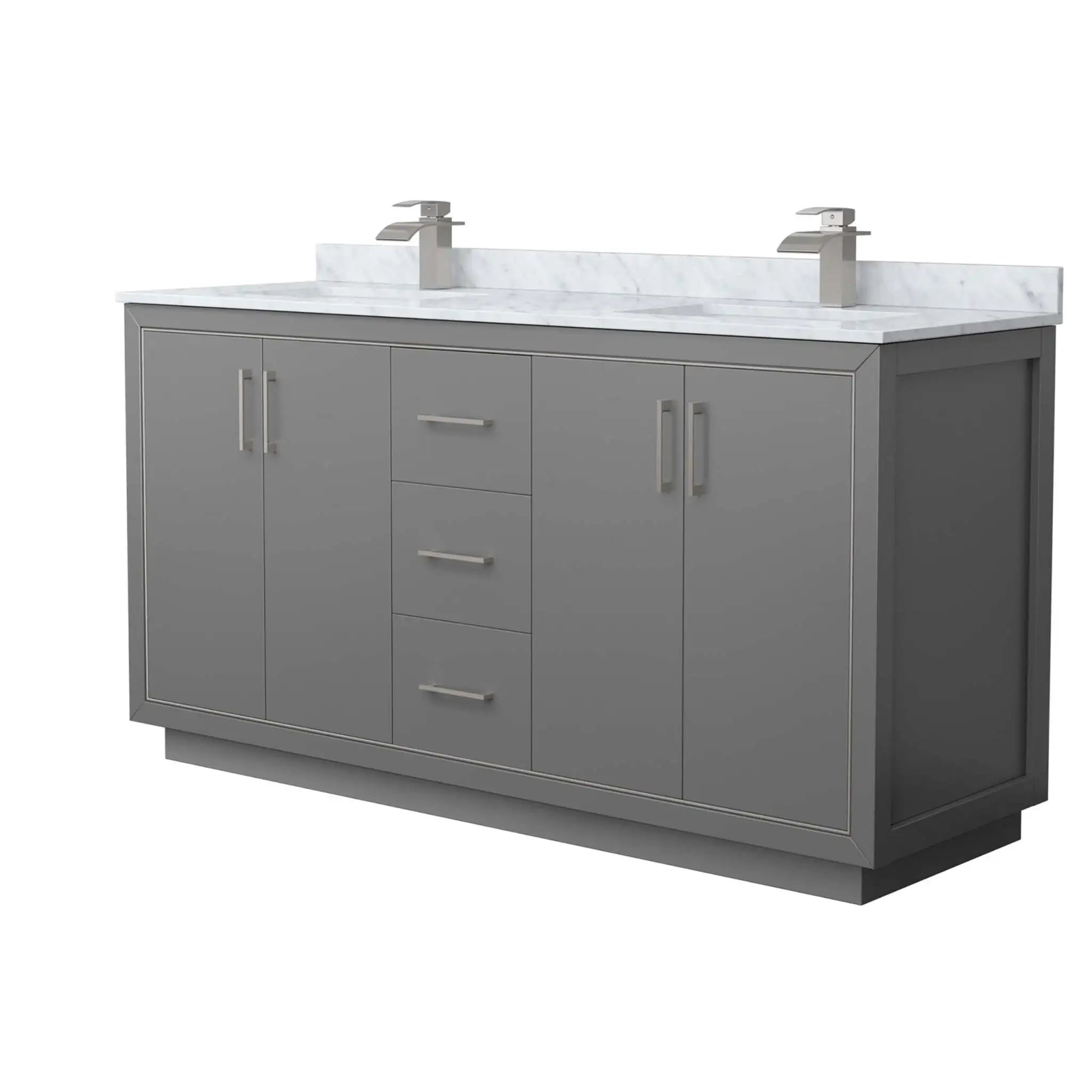 66" Icon Double Bathroom Vanity in Dark Gray with Brushed Nickel Trim by Wyndham