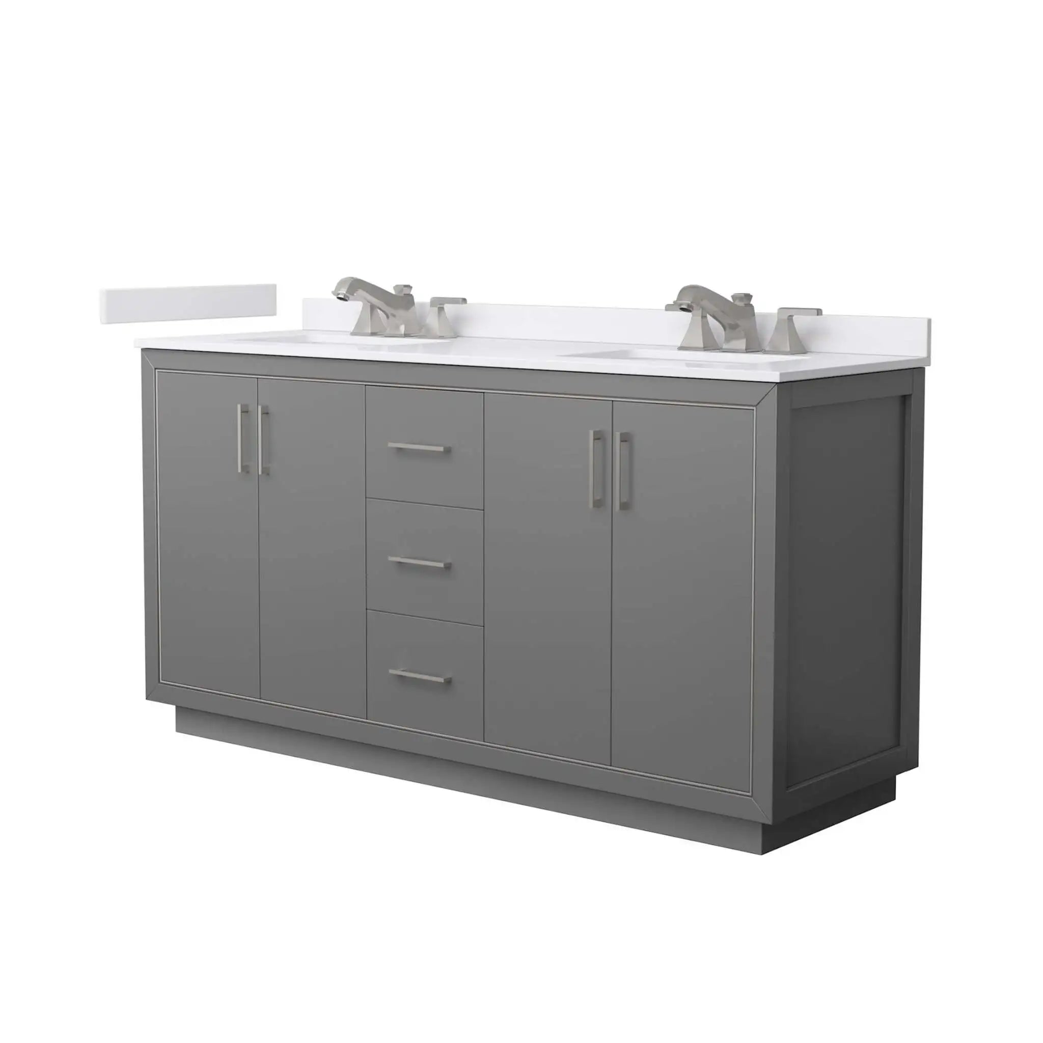 66" Icon Double Bathroom Vanity in Dark Gray with Brushed Nickel Trim by Wyndham