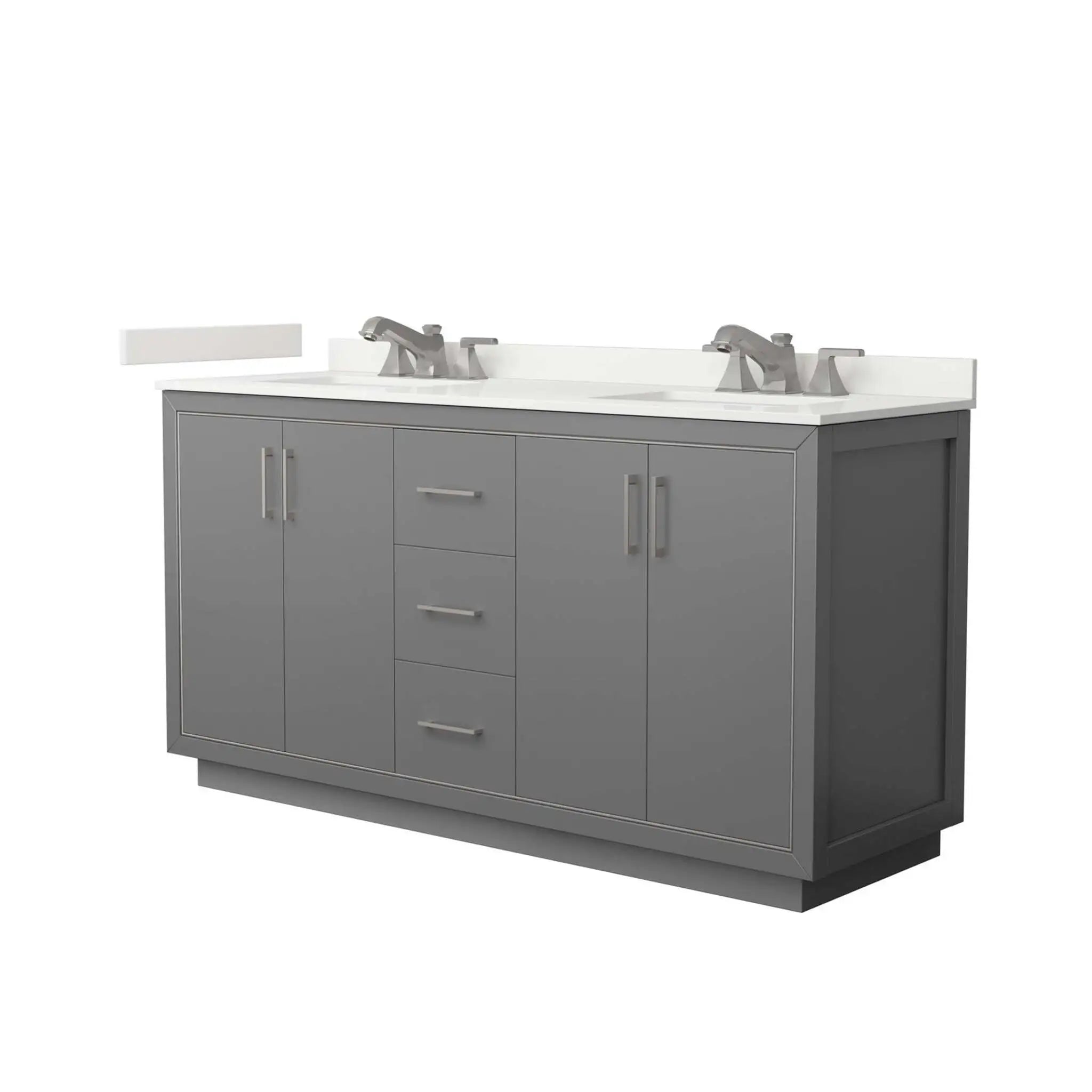 66" Icon Double Bathroom Vanity in Dark Gray with Brushed Nickel Trim by Wyndham