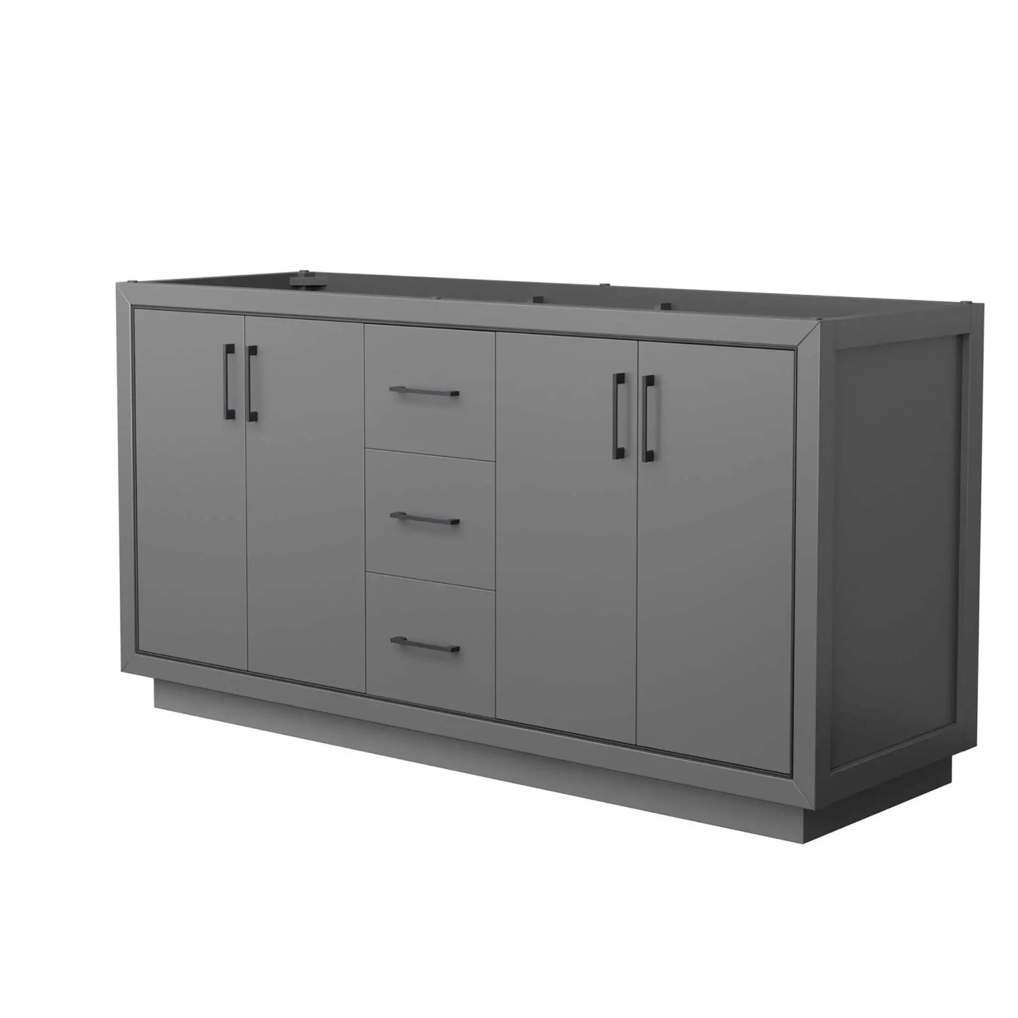 66" Icon Double Bathroom Vanity in Dark Gray with Matte Black Trim by Wyndham
