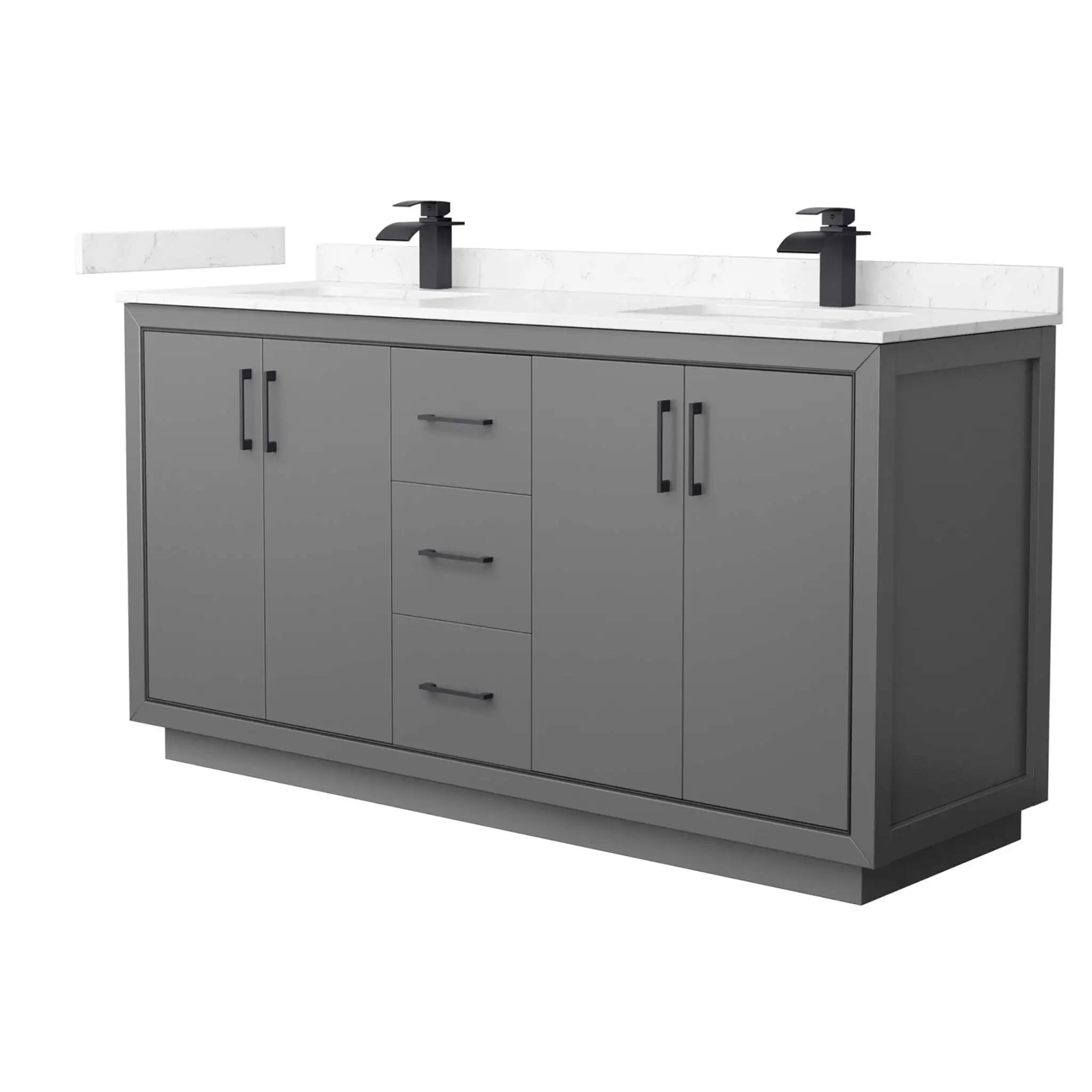 66" Icon Double Bathroom Vanity in Dark Gray with Matte Black Trim by Wyndham