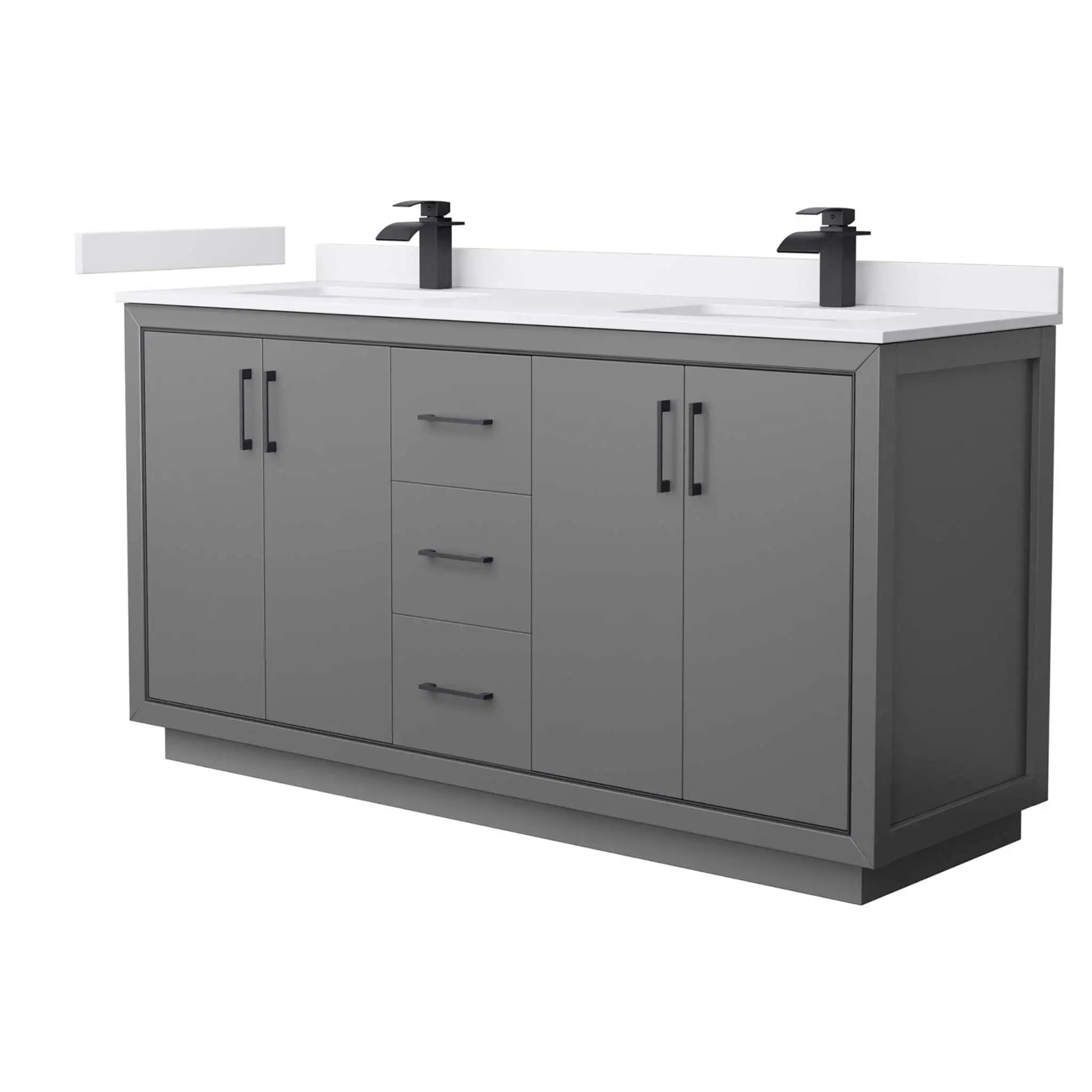 66" Icon Double Bathroom Vanity in Dark Gray with Matte Black Trim by Wyndham