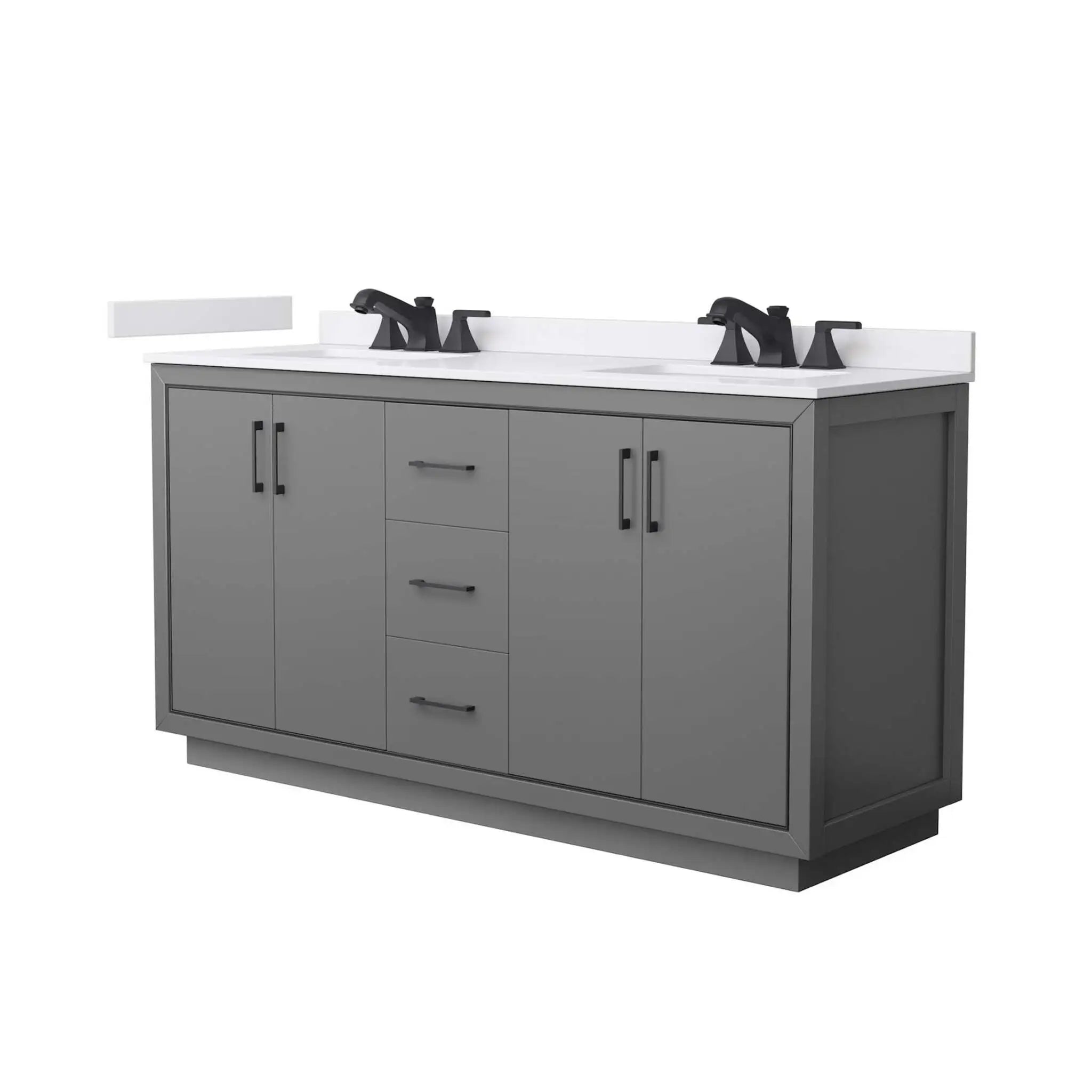 66" Icon Double Bathroom Vanity in Dark Gray with Matte Black Trim by Wyndham