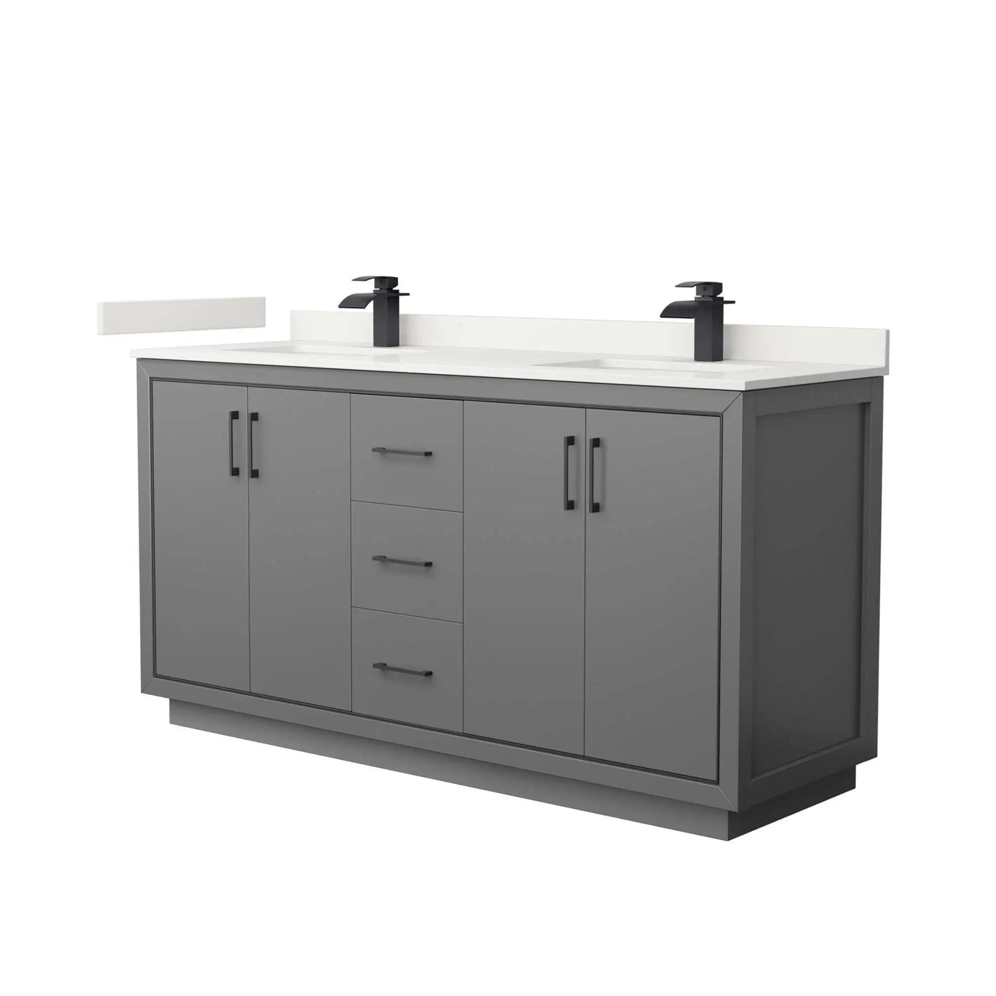 66" Icon Double Bathroom Vanity in Dark Gray with Matte Black Trim by Wyndham