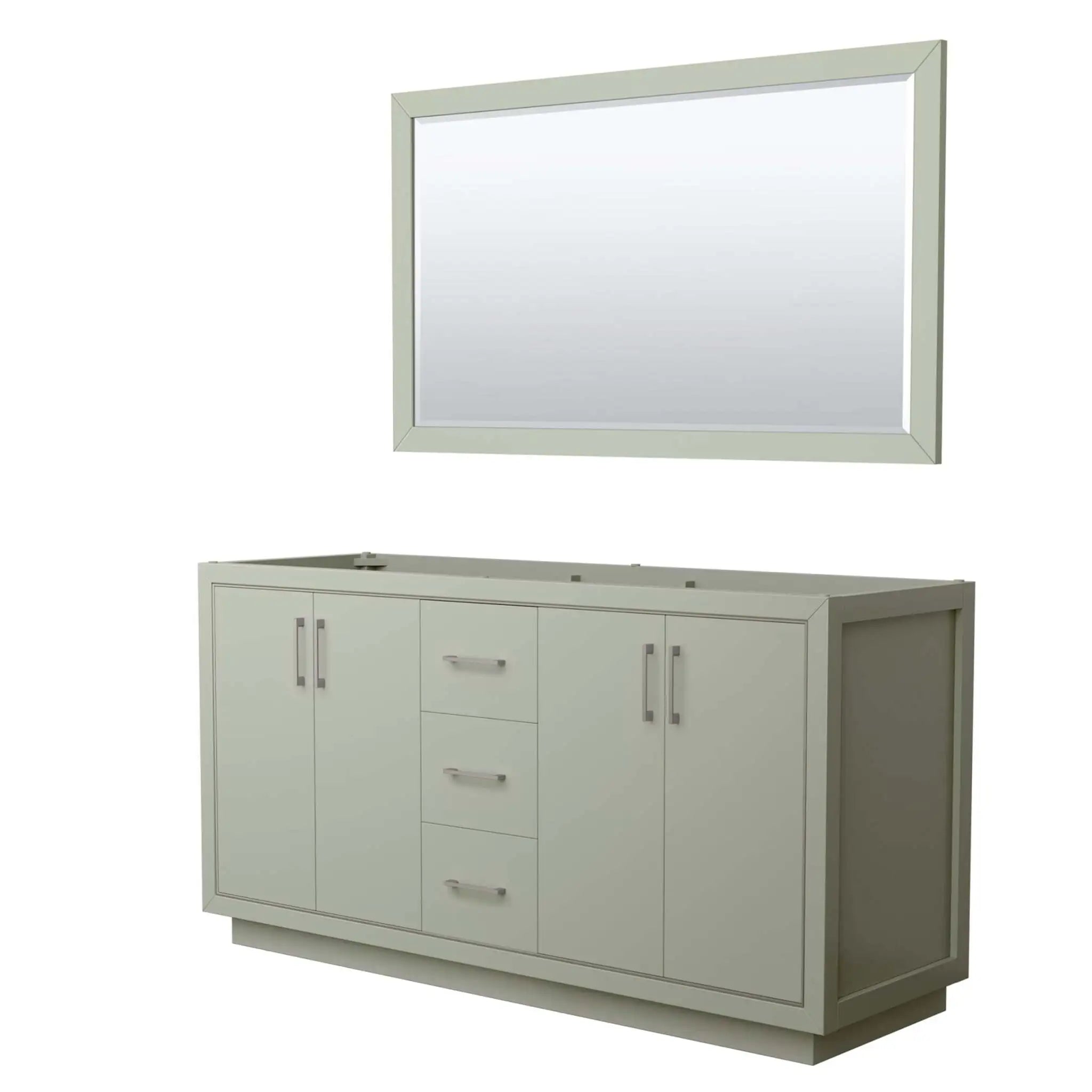 66" Icon Double Bathroom Vanity in Light Green with Brushed Nickel Trim & 58" Mirror by Wyndham