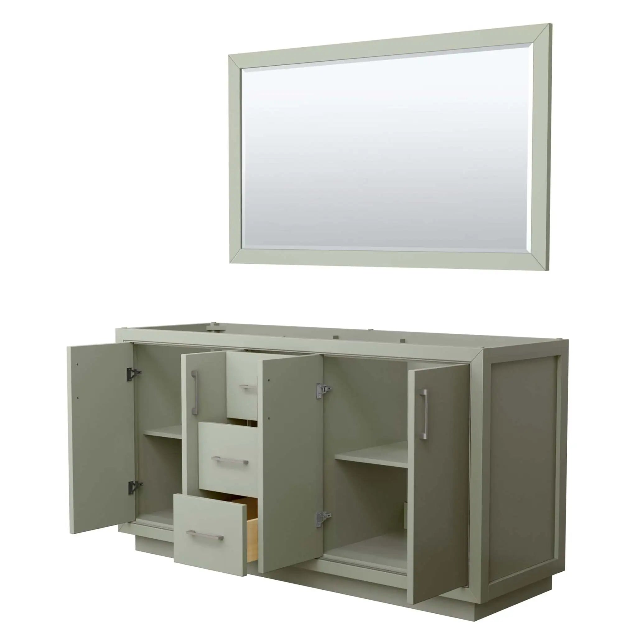 66" Icon Double Bathroom Vanity in Light Green with Brushed Nickel Trim & 58" Mirror by Wyndham