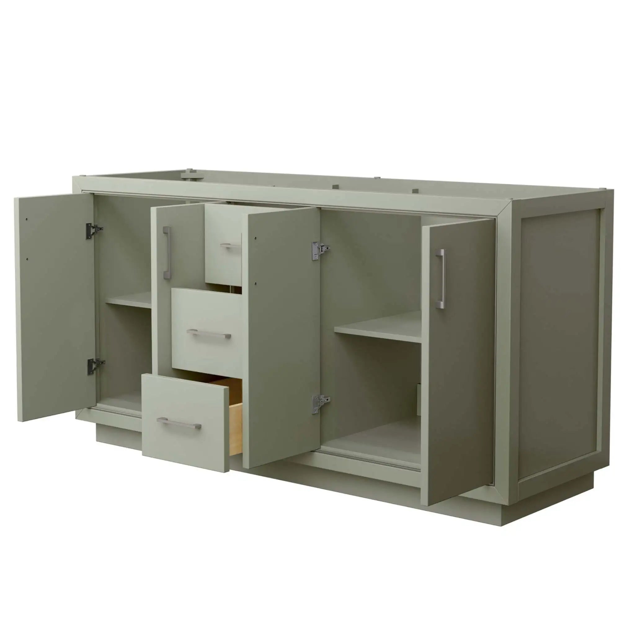 66" Icon Double Bathroom Vanity in Light Green with Brushed Nickel Trim by Wyndham