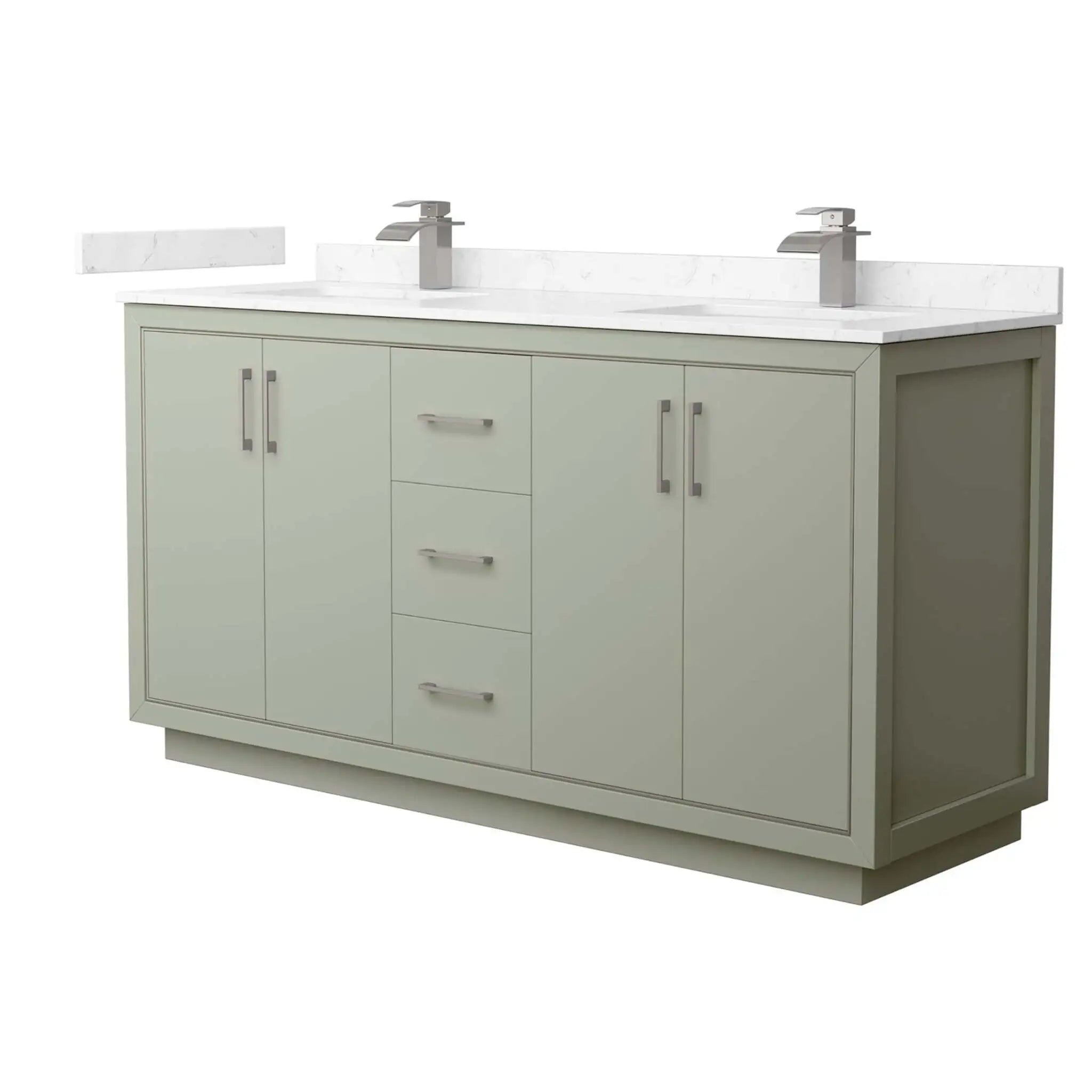66" Icon Double Bathroom Vanity in Light Green with Brushed Nickel Trim by Wyndham