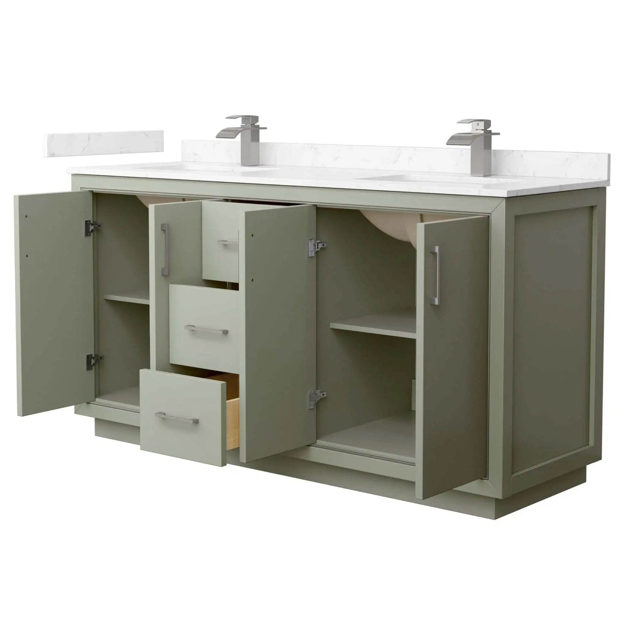 66" Icon Double Bathroom Vanity in Light Green with Brushed Nickel Trim by Wyndham