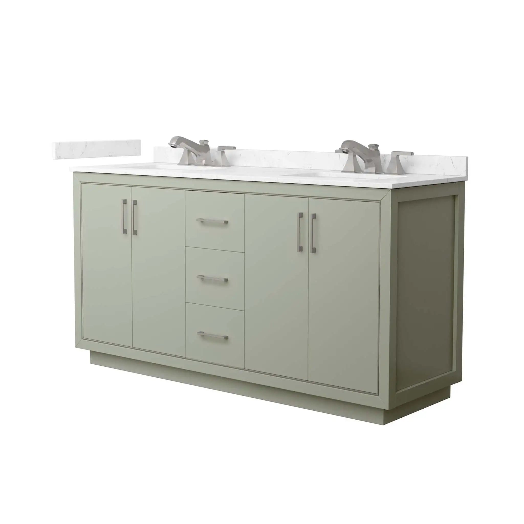 66" Icon Double Bathroom Vanity in Light Green with Brushed Nickel Trim by Wyndham