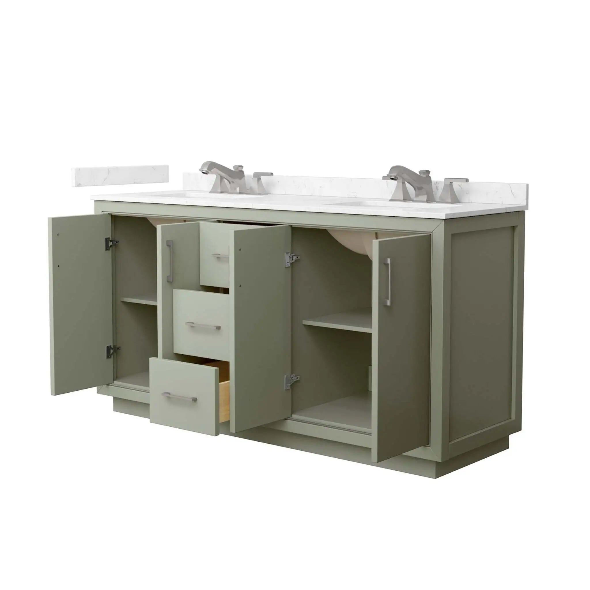 66" Icon Double Bathroom Vanity in Light Green with Brushed Nickel Trim by Wyndham