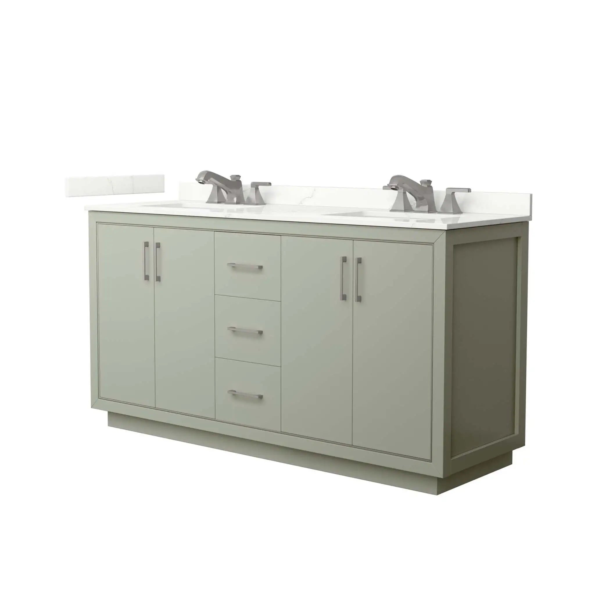 66" Icon Double Bathroom Vanity in Light Green with Brushed Nickel Trim by Wyndham
