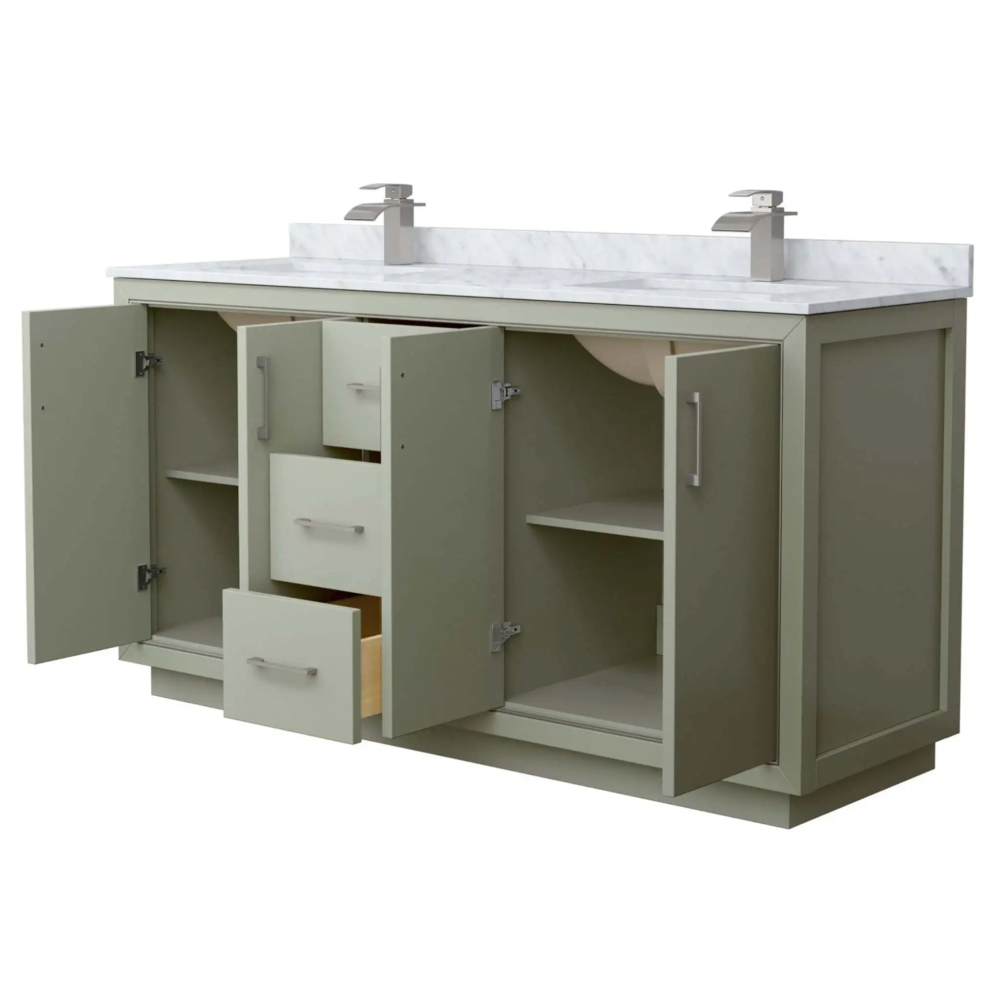66" Icon Double Bathroom Vanity in Light Green with Brushed Nickel Trim by Wyndham