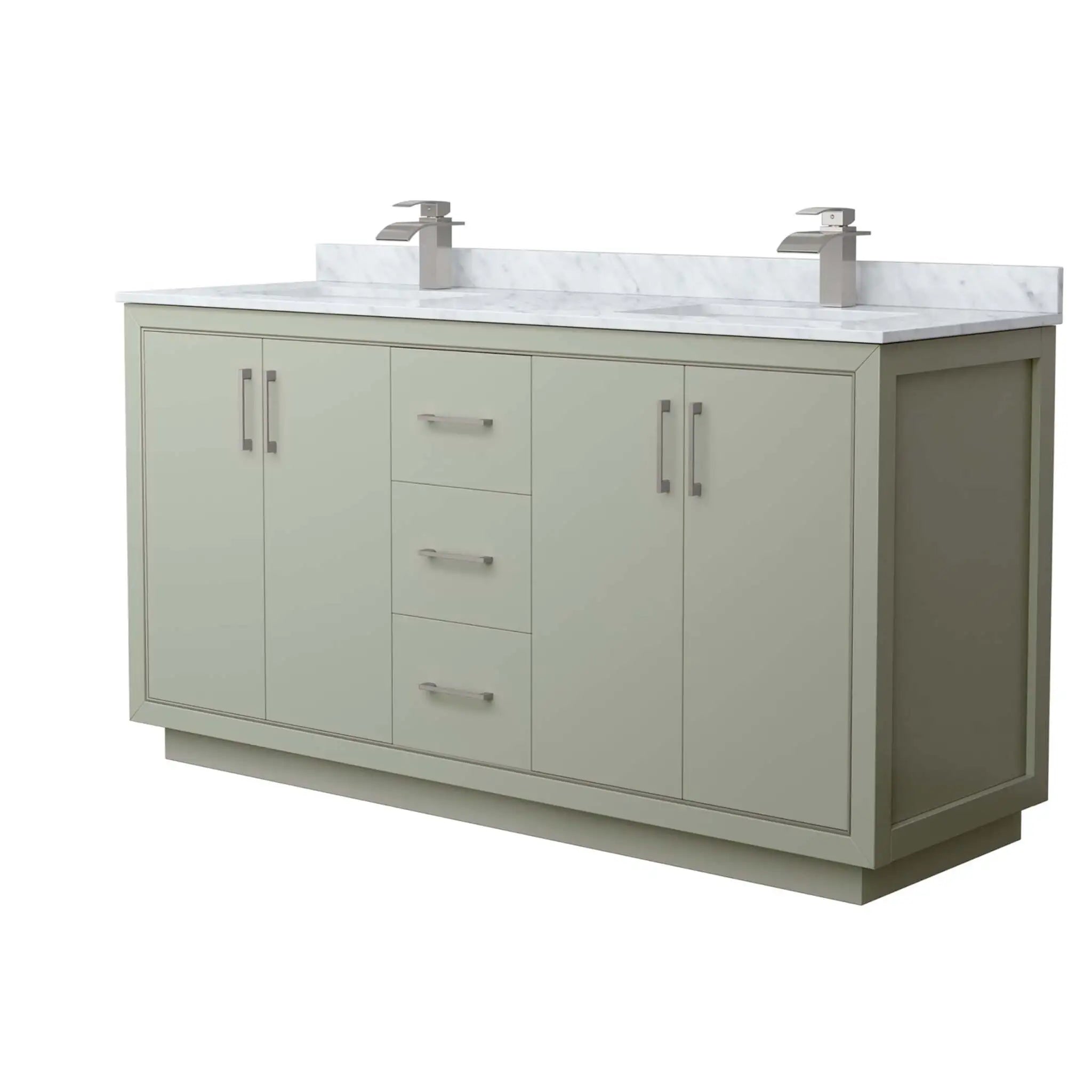 66" Icon Double Bathroom Vanity in Light Green with Brushed Nickel Trim by Wyndham