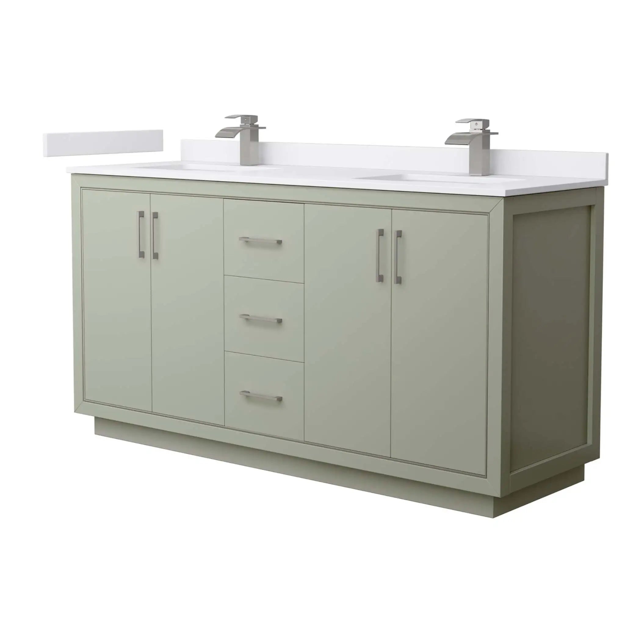 66" Icon Double Bathroom Vanity in Light Green with Brushed Nickel Trim by Wyndham