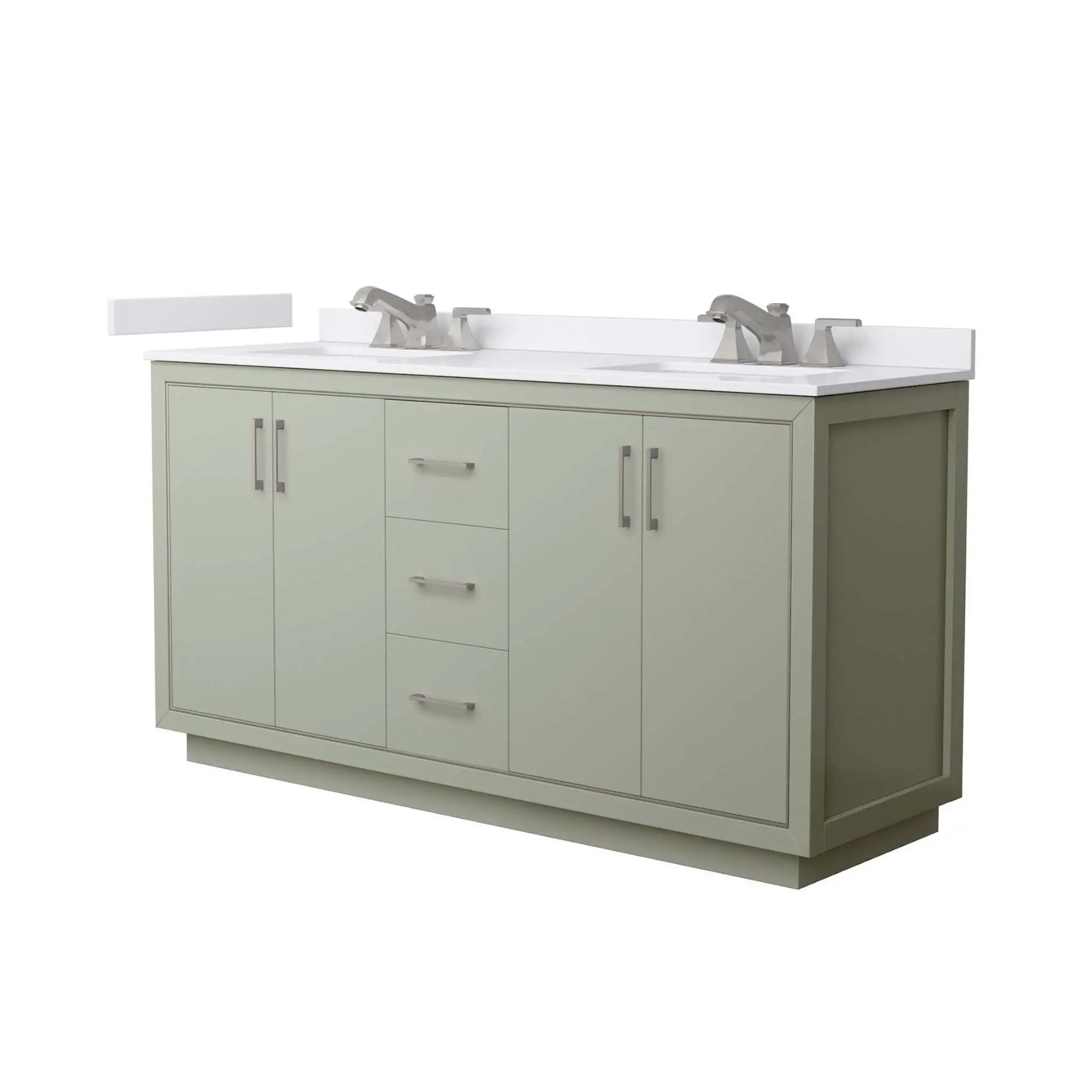 66" Icon Double Bathroom Vanity in Light Green with Brushed Nickel Trim by Wyndham