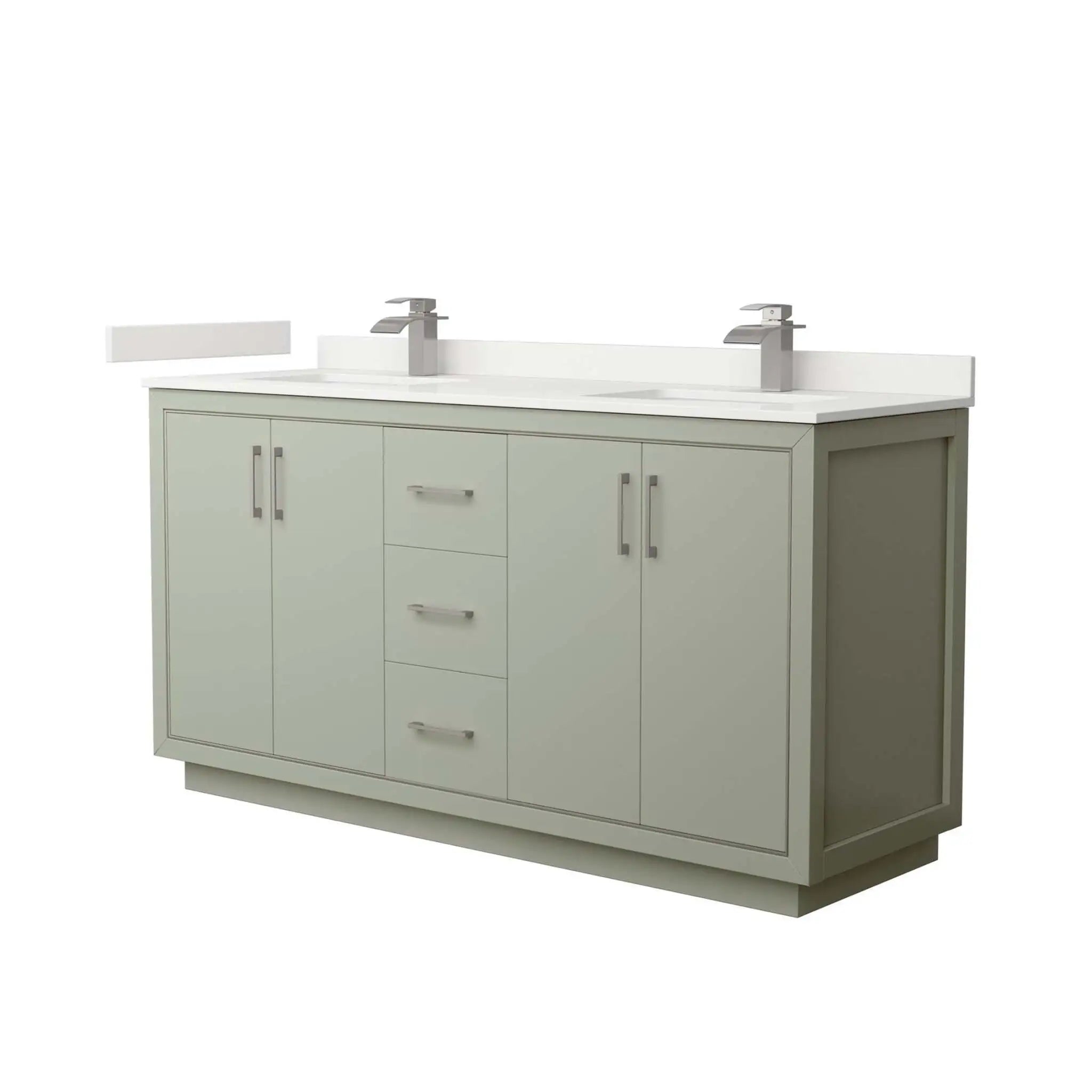 66" Icon Double Bathroom Vanity in Light Green with Brushed Nickel Trim by Wyndham