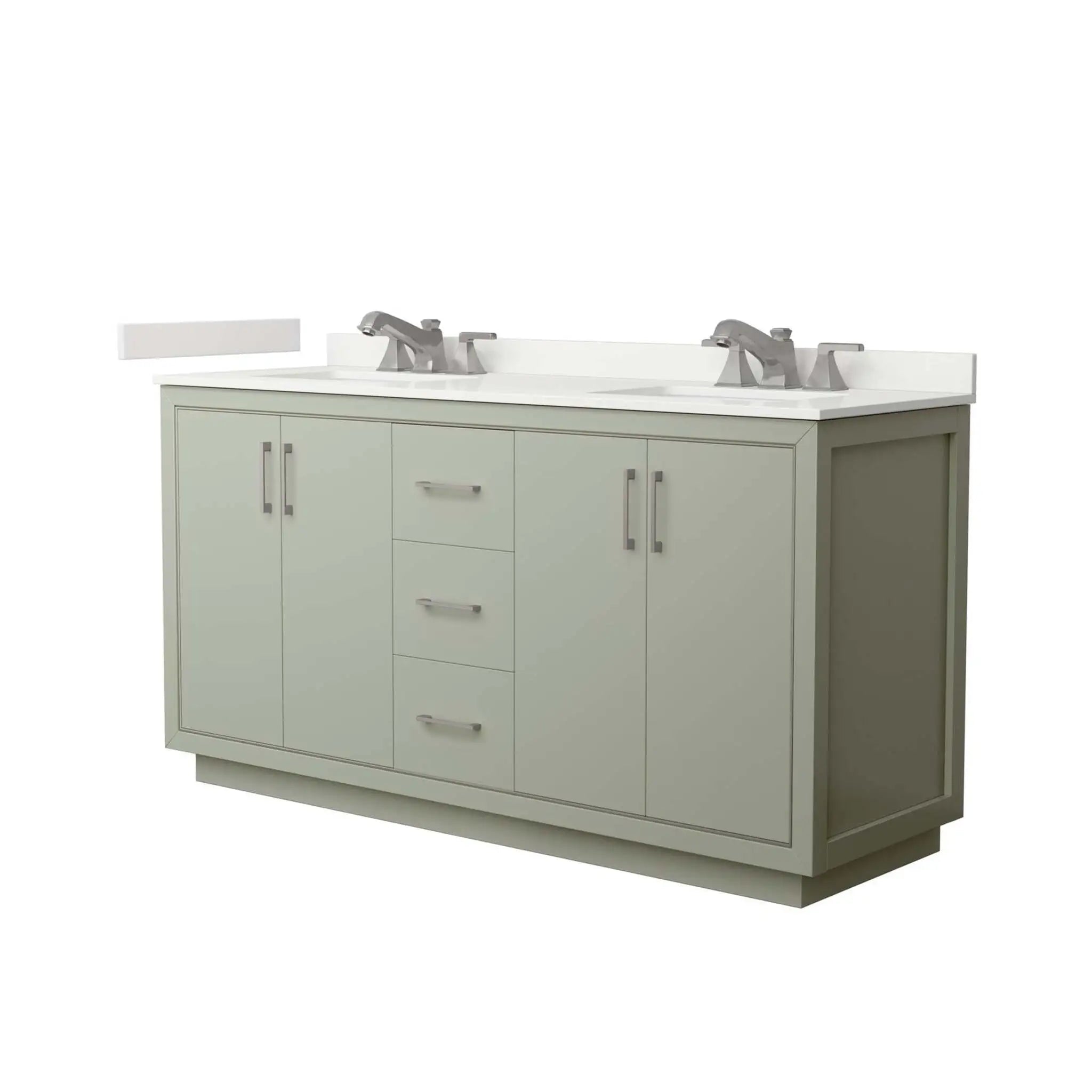 66" Icon Double Bathroom Vanity in Light Green with Brushed Nickel Trim by Wyndham