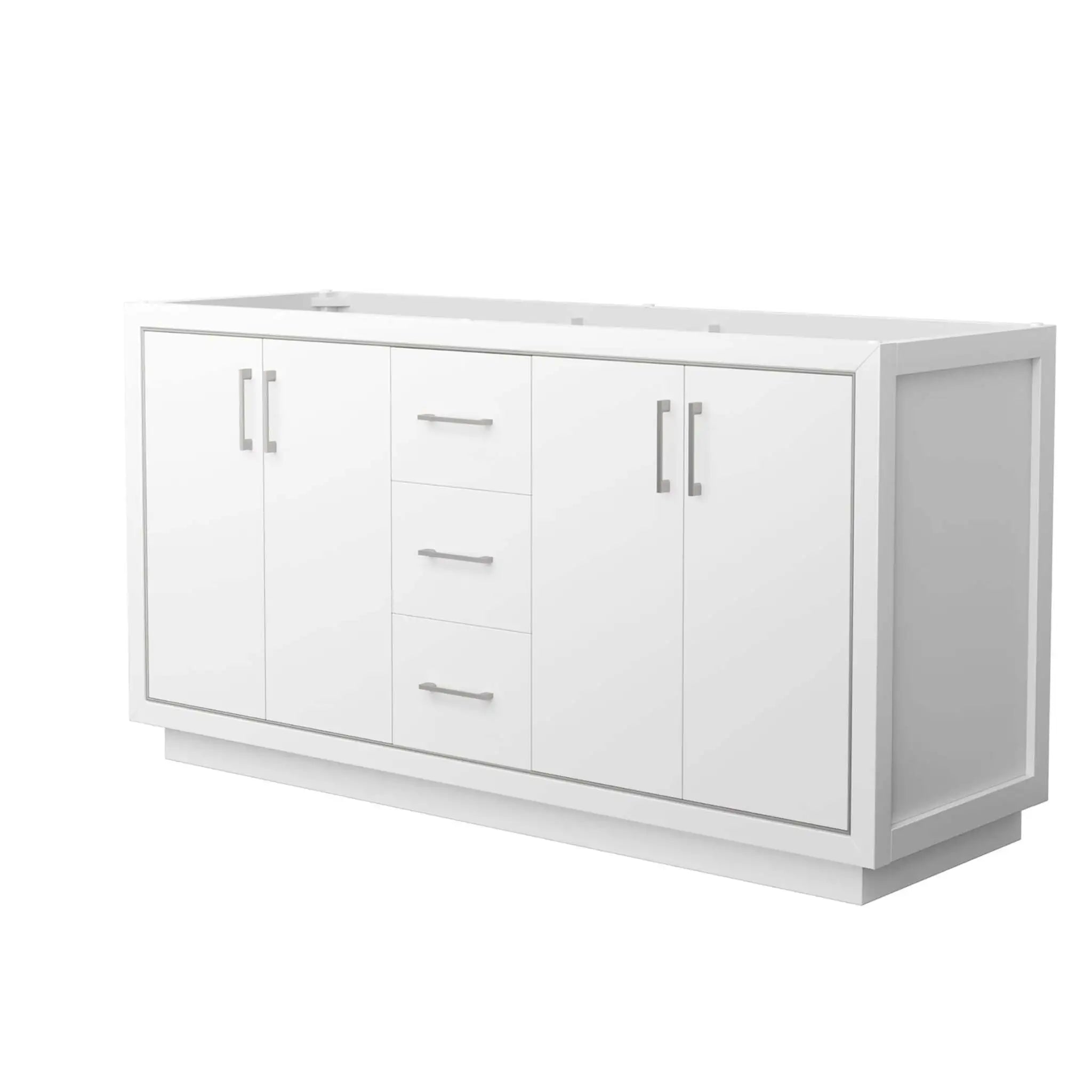66" Icon Double Bathroom Vanity in White with Brushed Nickel Trim by Wyndham
