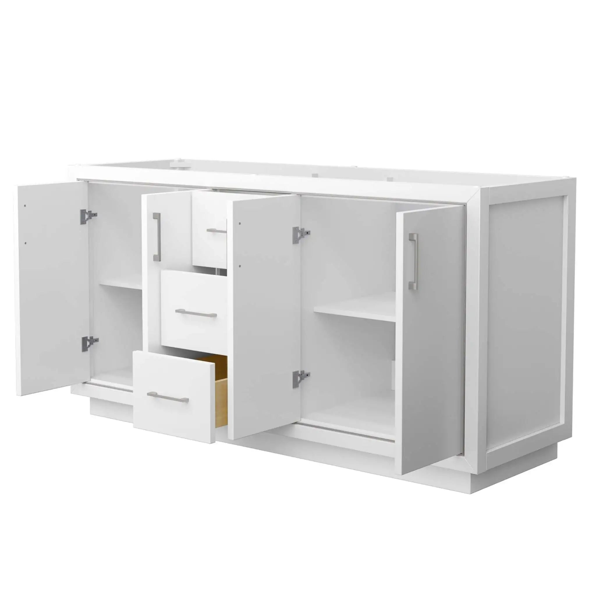 66" Icon Double Bathroom Vanity in White with Brushed Nickel Trim by Wyndham