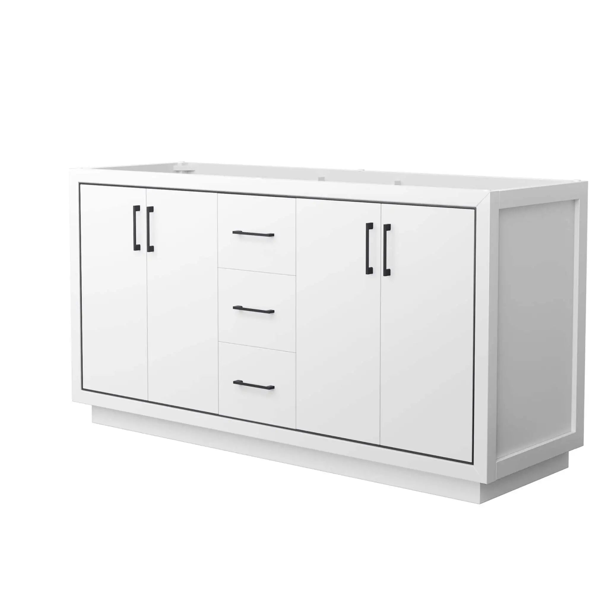 66" Icon Double Bathroom Vanity in White with Matte Black Trim by Wyndham