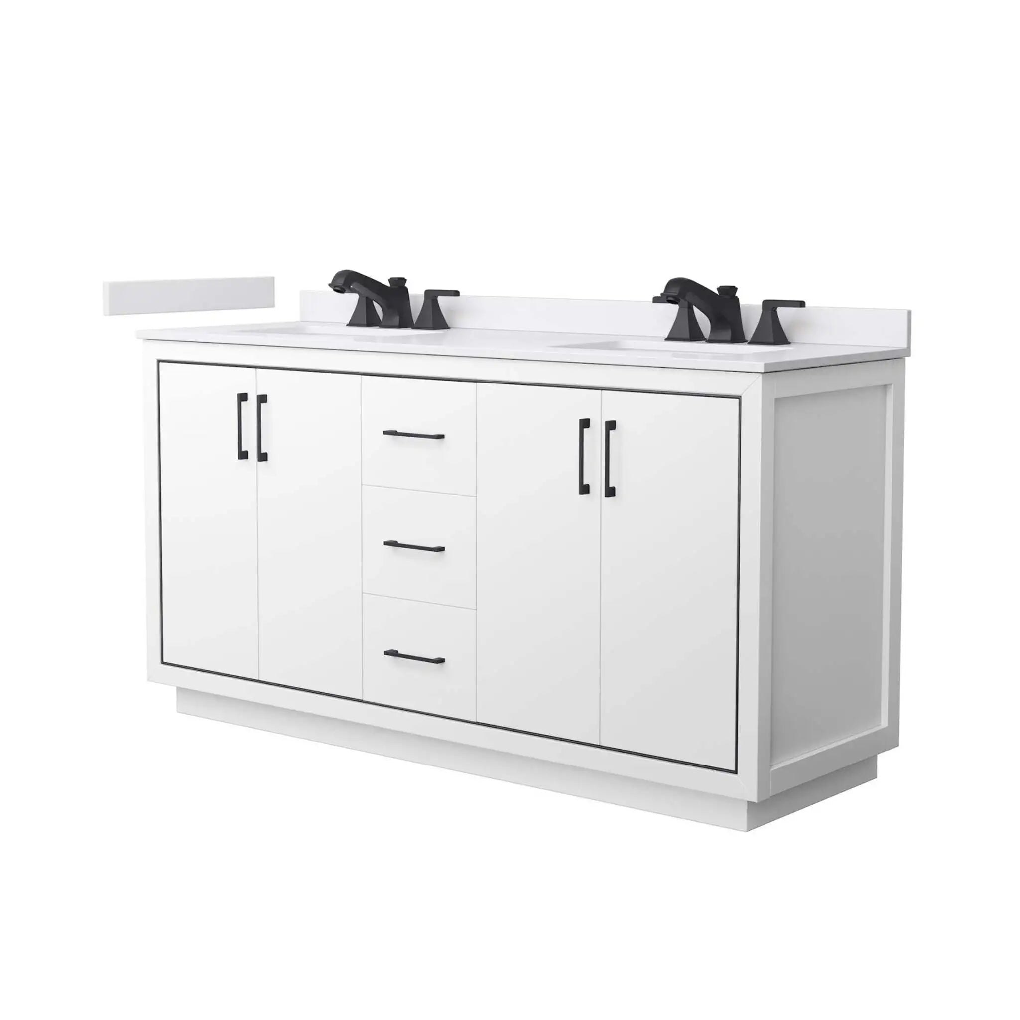 66" Icon Double Bathroom Vanity in White with Matte Black Trim by Wyndham