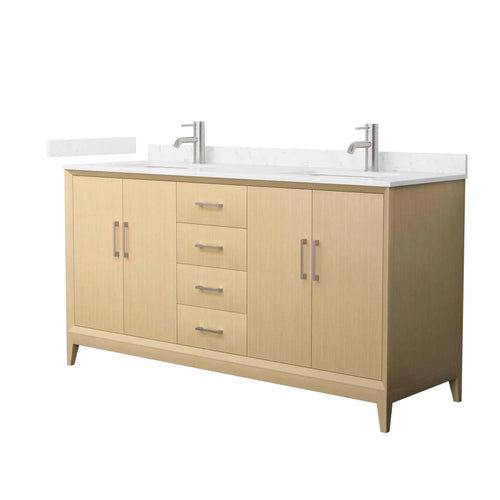 66" Janna Double Bathroom Vanity in White Oak with Brushed Nickel Trim by Wyndham