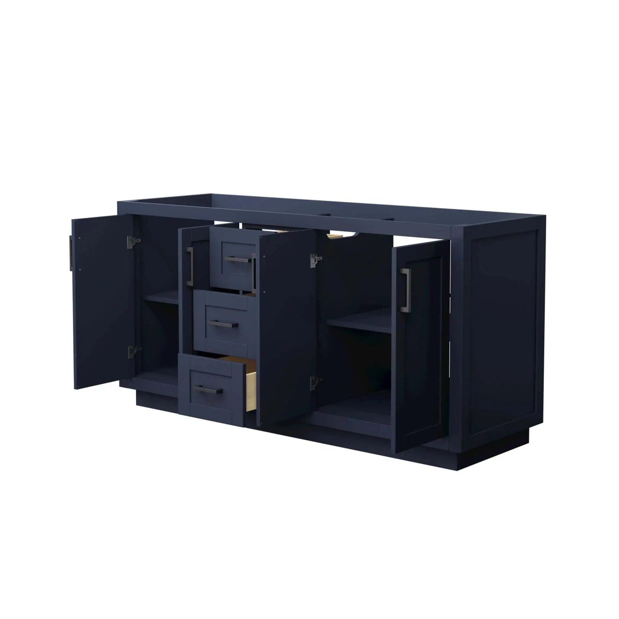 66" Miranda Double Bathroom Vanity in Dark Blue with Matte Black Trim by Wyndham