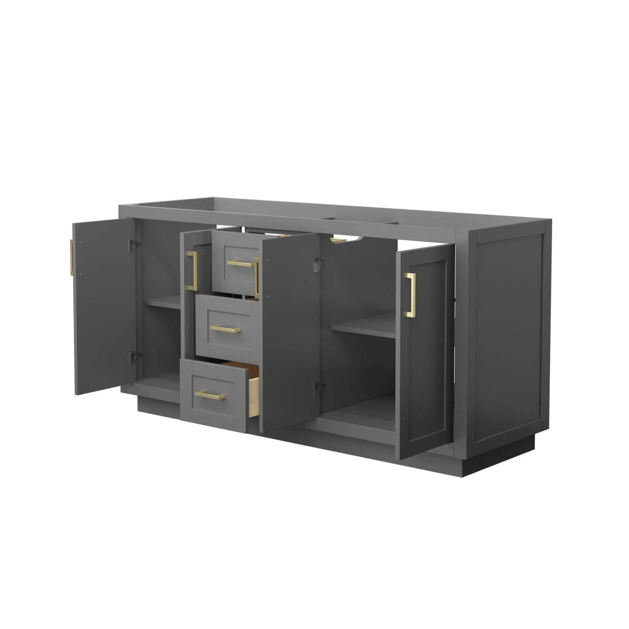 66" Miranda Double Bathroom Vanity in Dark Gray with Brushed Gold Trim by Wyndham