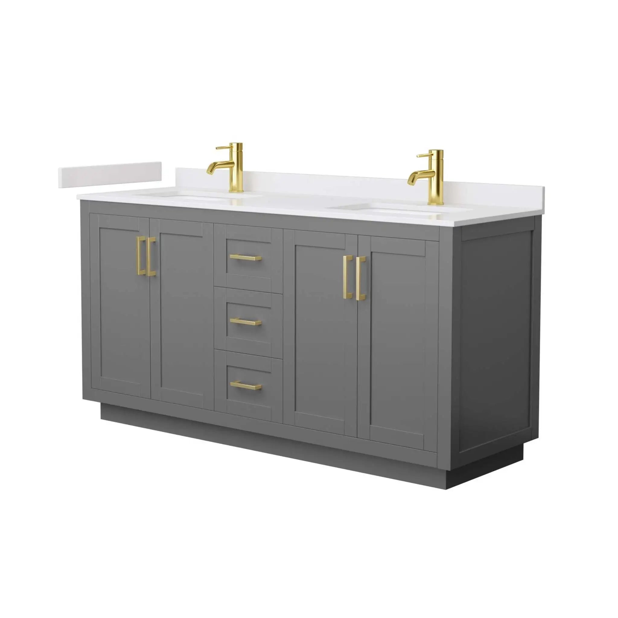 66" Miranda Double Bathroom Vanity in Dark Gray with Brushed Gold Trim by Wyndham
