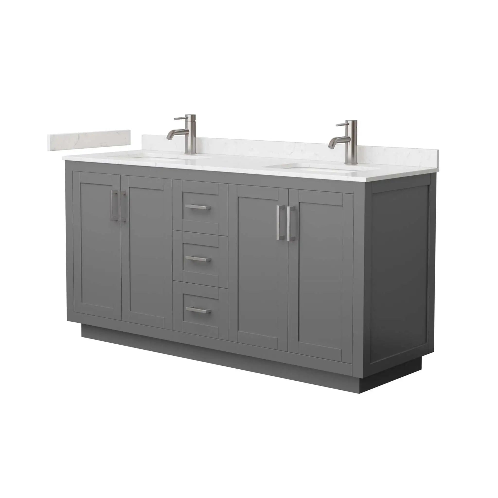 66" Miranda Double Bathroom Vanity in Dark Gray with Brushed Nickel Trim by Wyndham