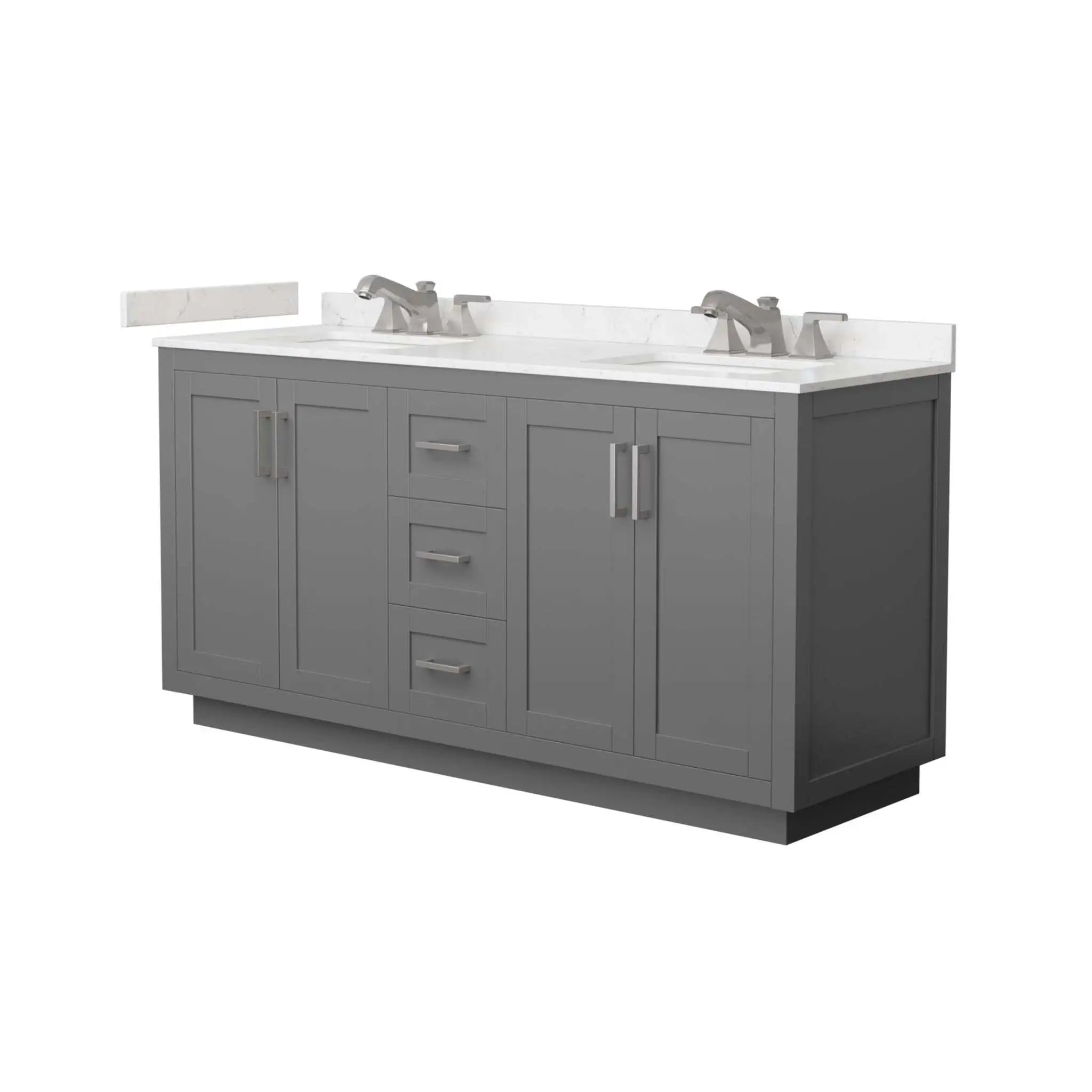 66" Miranda Double Bathroom Vanity in Dark Gray with Brushed Nickel Trim by Wyndham