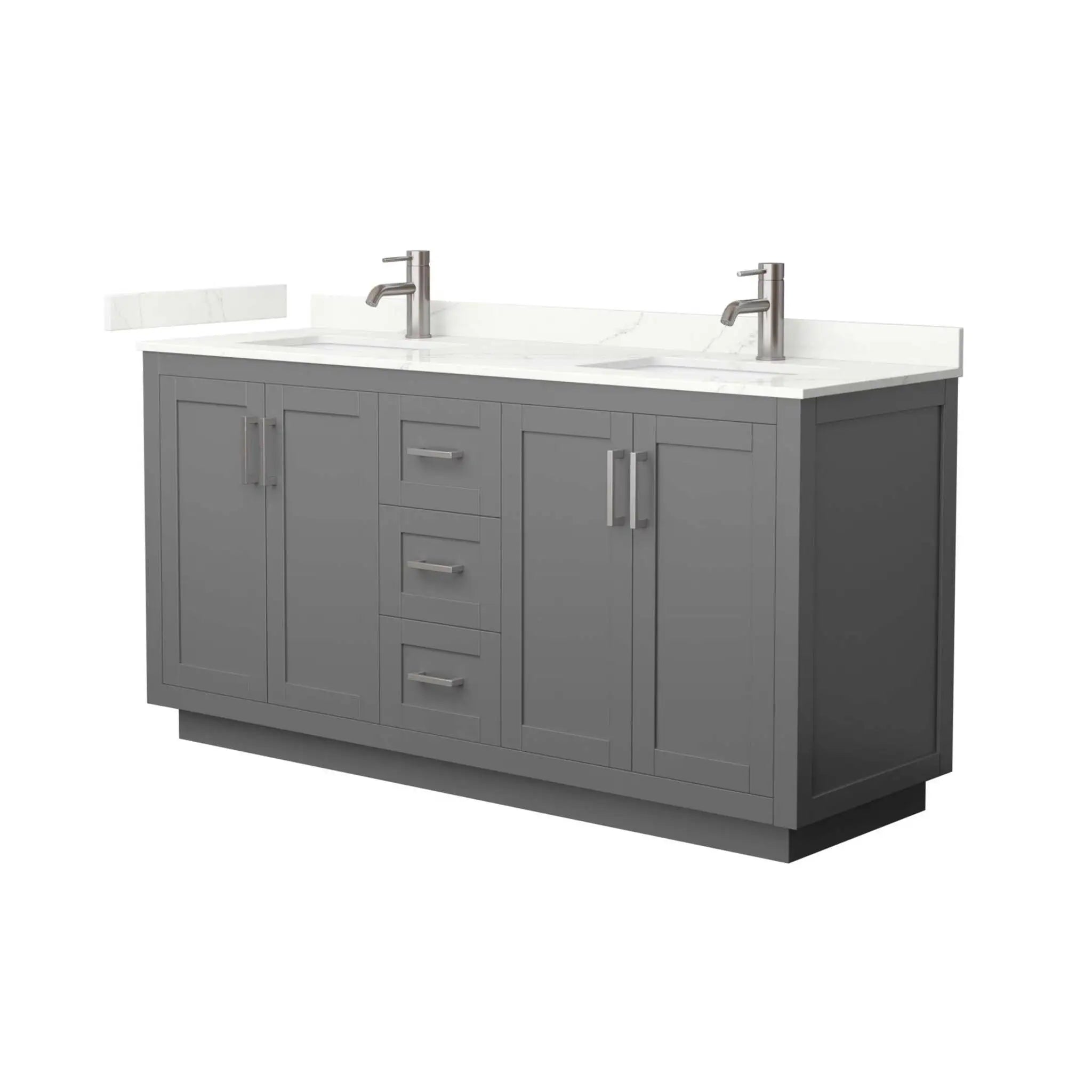 66" Miranda Double Bathroom Vanity in Dark Gray with Brushed Nickel Trim by Wyndham