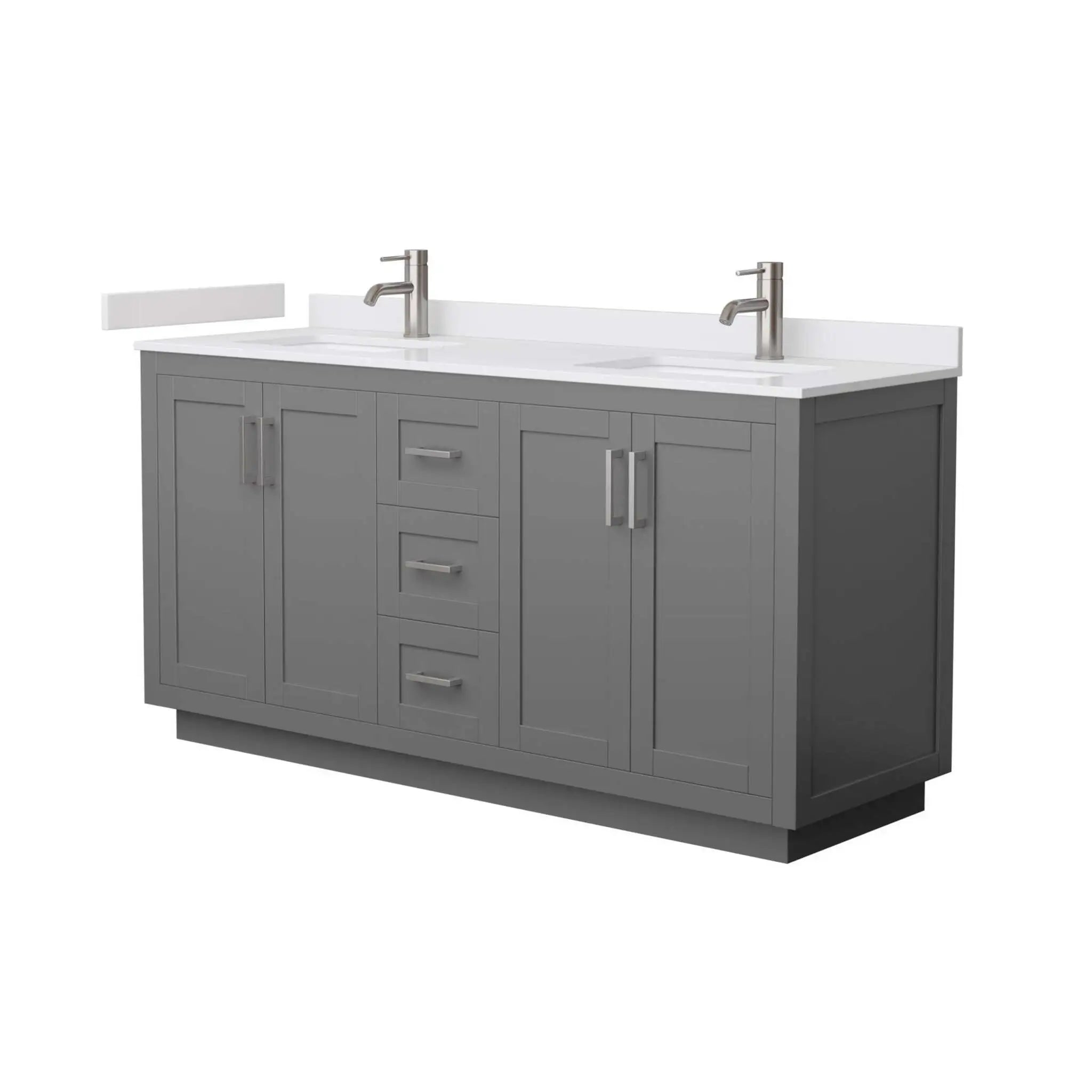 66" Miranda Double Bathroom Vanity in Dark Gray with Brushed Nickel Trim by Wyndham