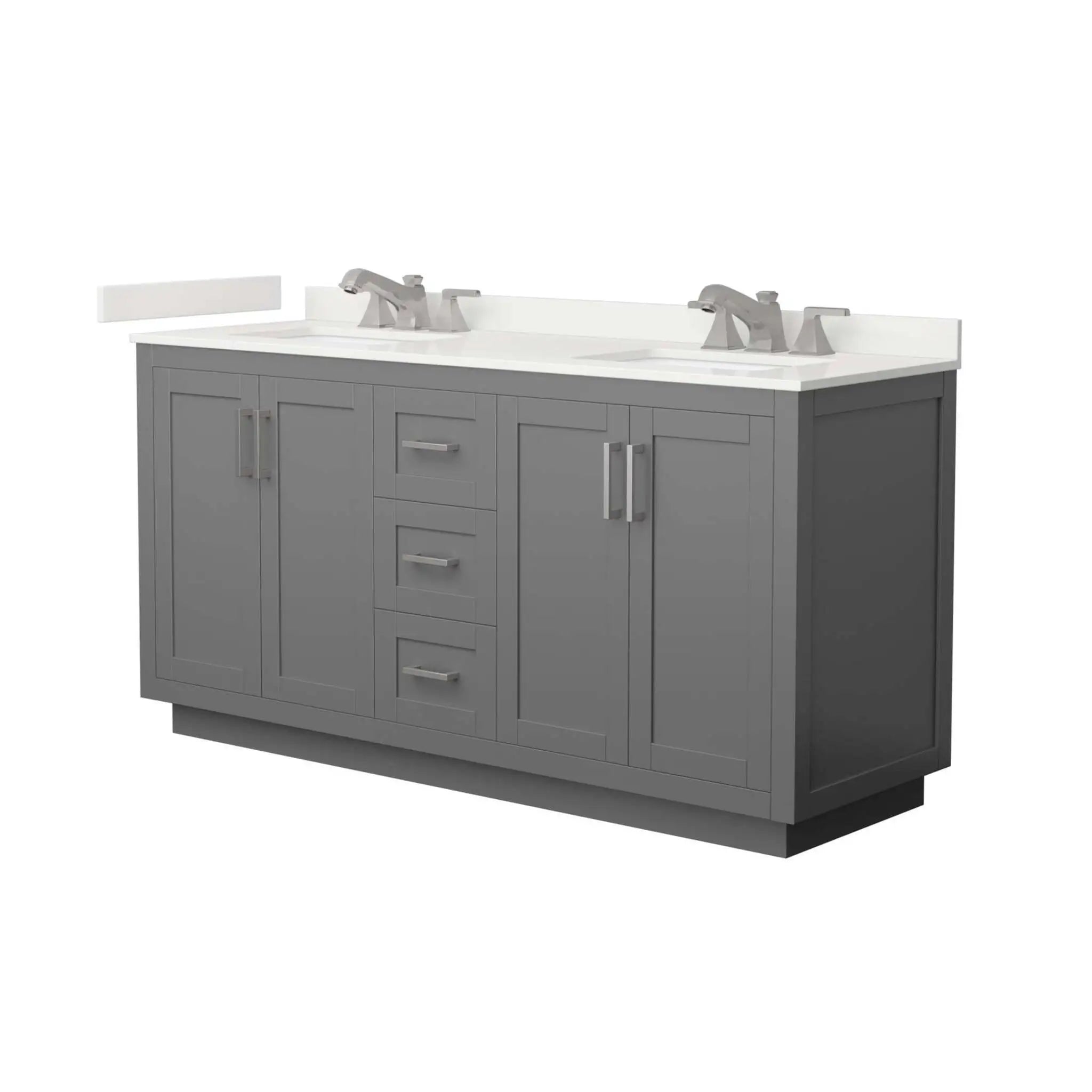 66" Miranda Double Bathroom Vanity in Dark Gray with Brushed Nickel Trim by Wyndham