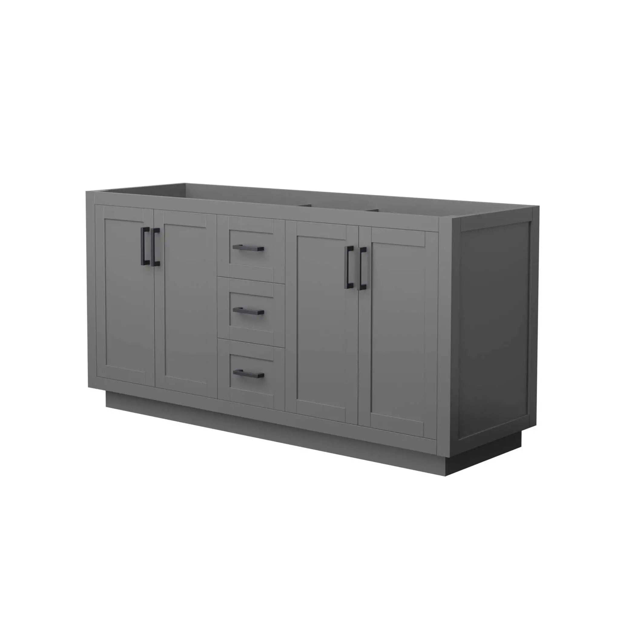 66" Miranda Double Bathroom Vanity in Dark Gray with Matte Black Trim by Wyndham