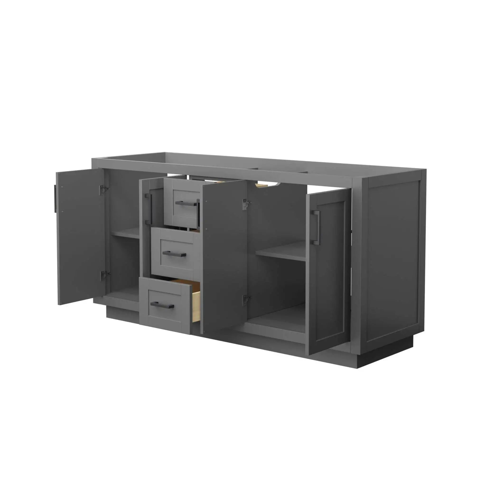 66" Miranda Double Bathroom Vanity in Dark Gray with Matte Black Trim by Wyndham