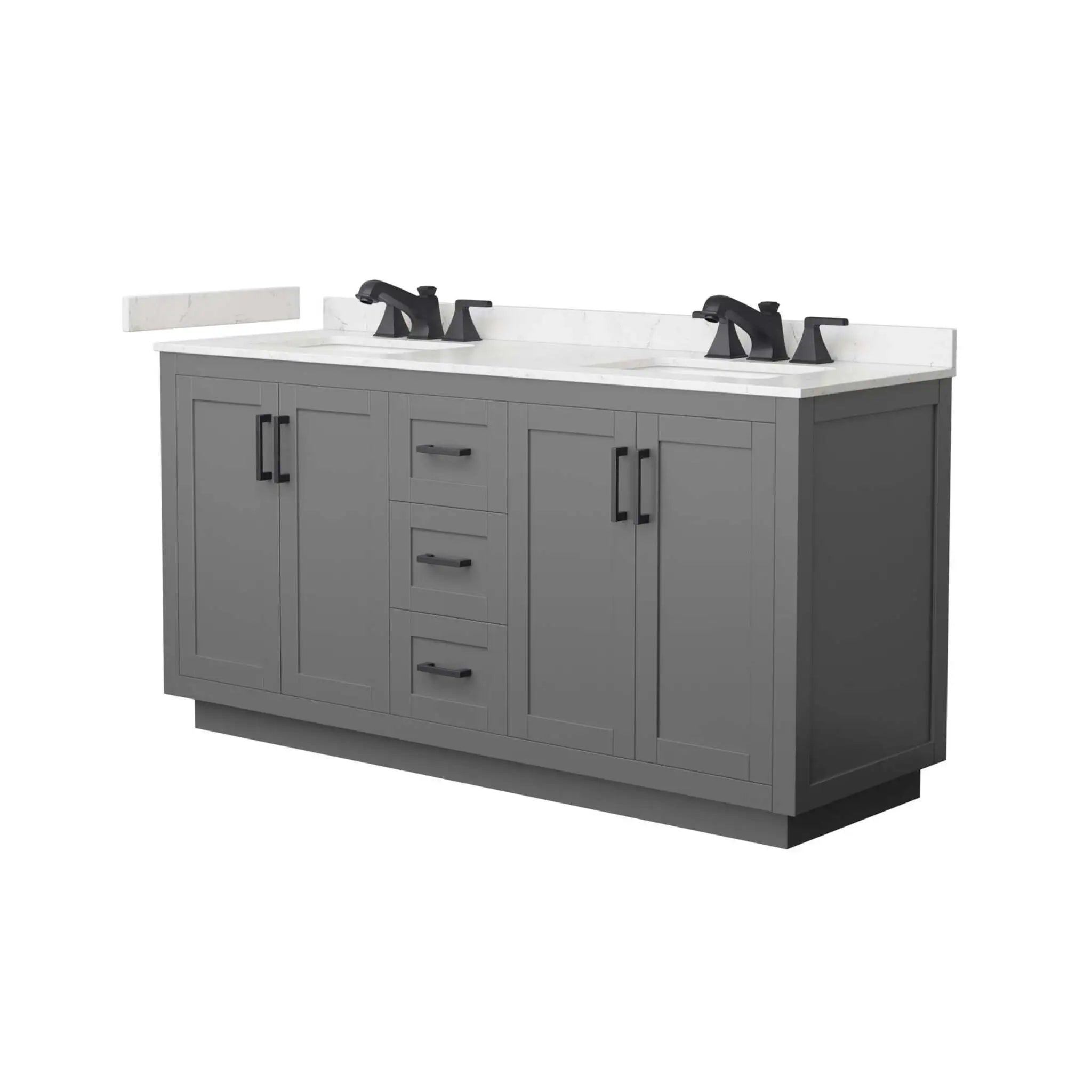 66" Miranda Double Bathroom Vanity in Dark Gray with Matte Black Trim by Wyndham