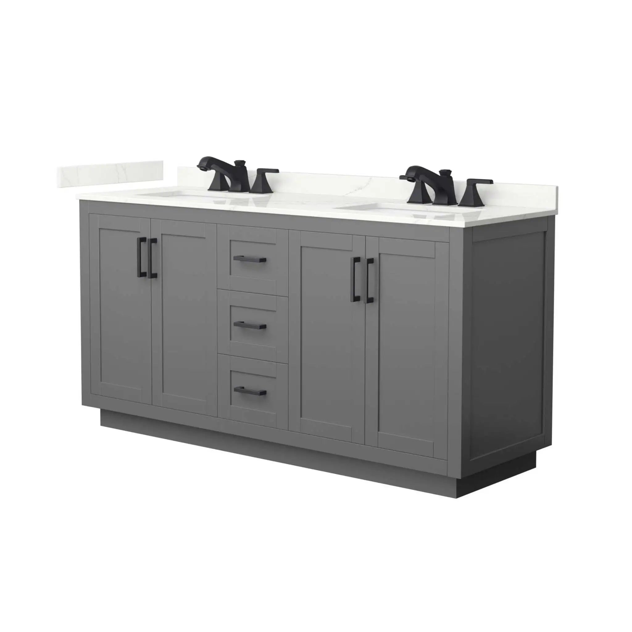 66" Miranda Double Bathroom Vanity in Dark Gray with Matte Black Trim by Wyndham