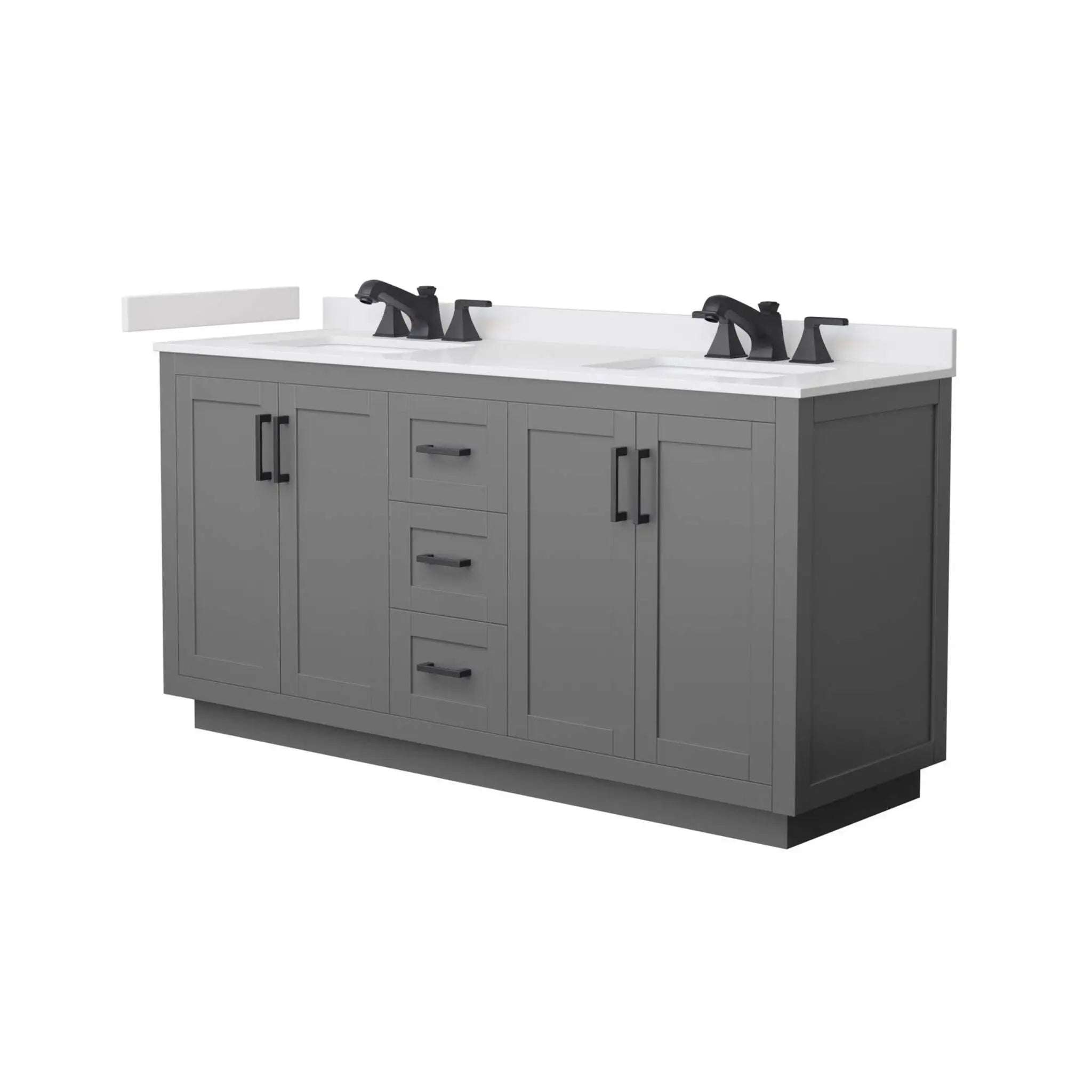 66" Miranda Double Bathroom Vanity in Dark Gray with Matte Black Trim by Wyndham
