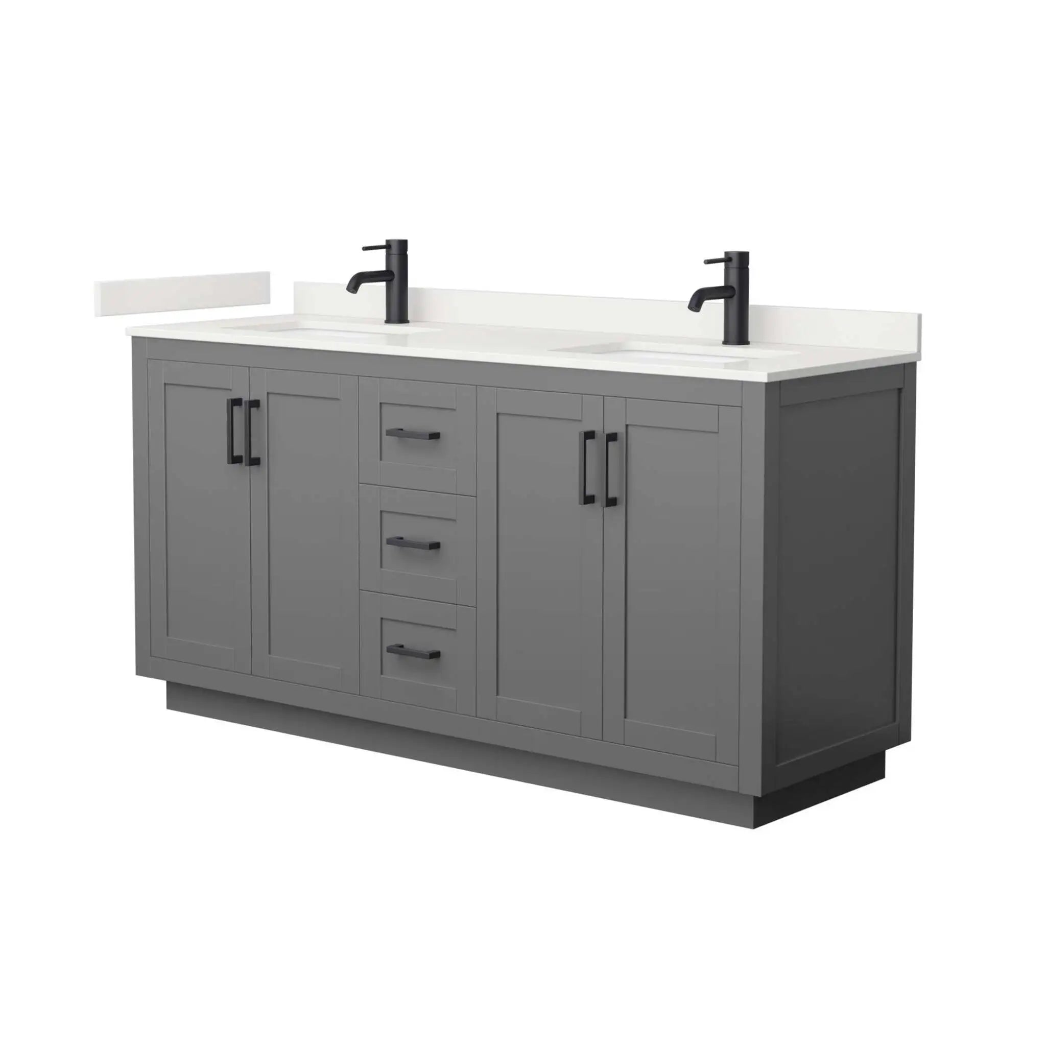 66" Miranda Double Bathroom Vanity in Dark Gray with Matte Black Trim by Wyndham