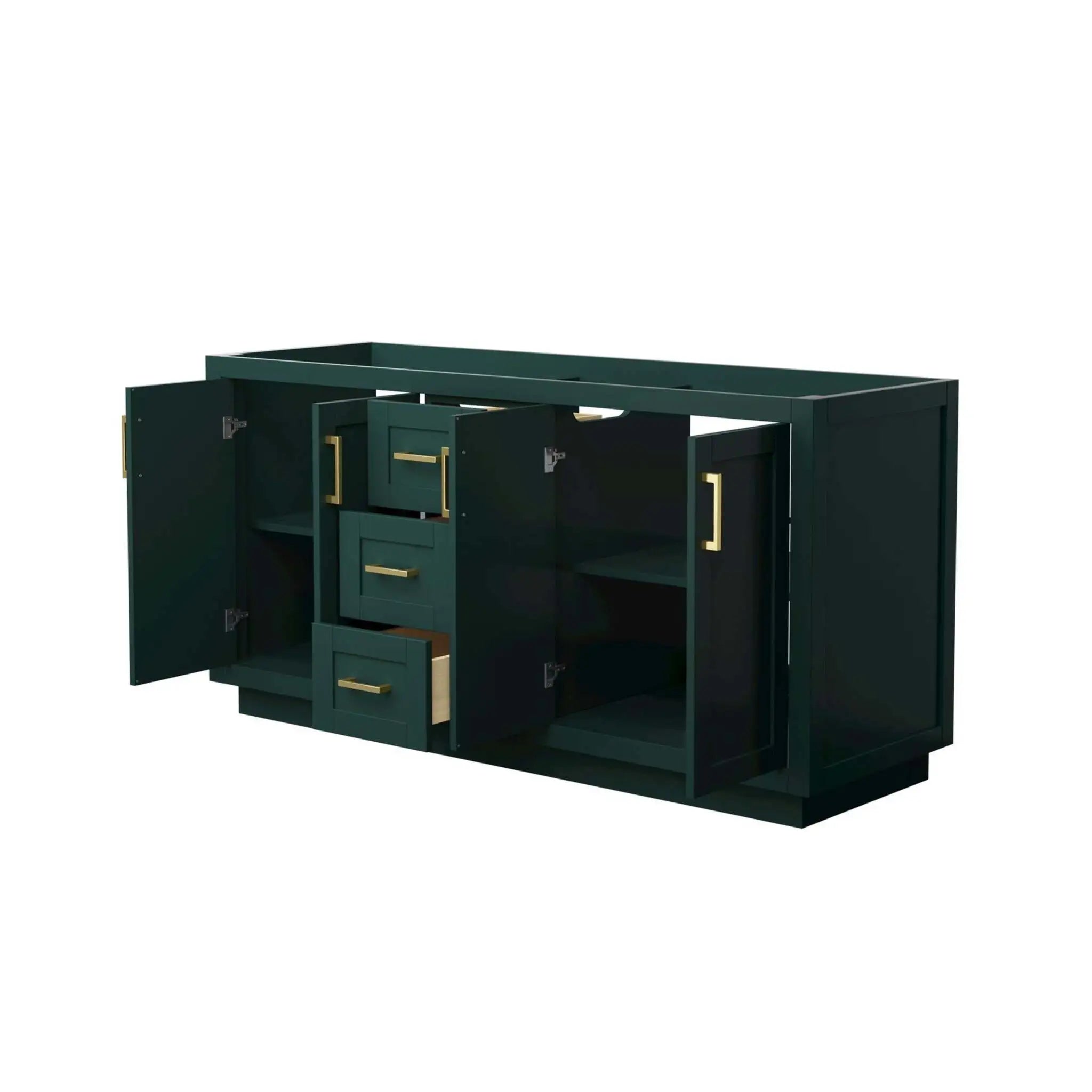 66" Miranda Double Bathroom Vanity in Green with Brushed Gold Trim by Wyndham