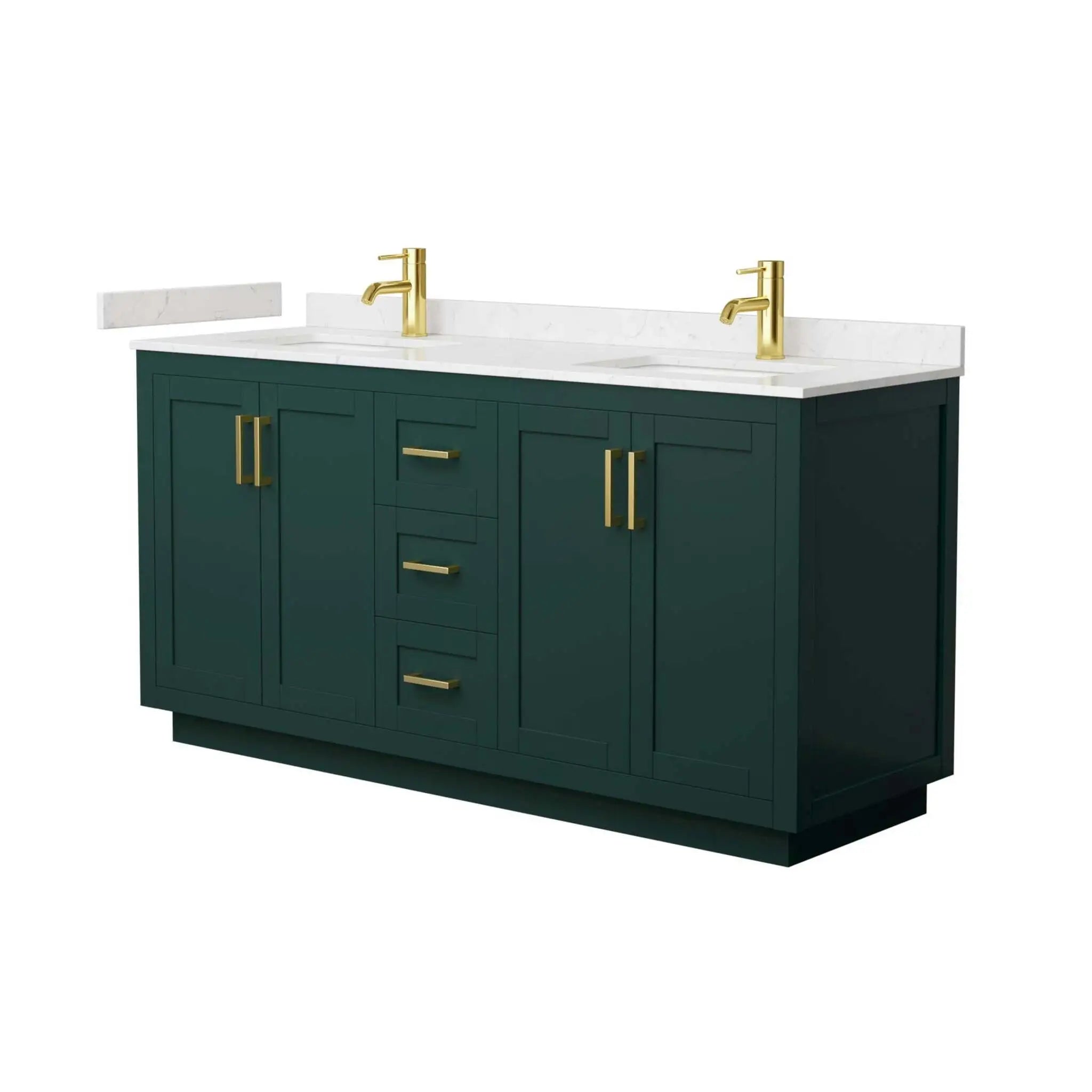 66" Miranda Double Bathroom Vanity in Green with Brushed Gold Trim by Wyndham