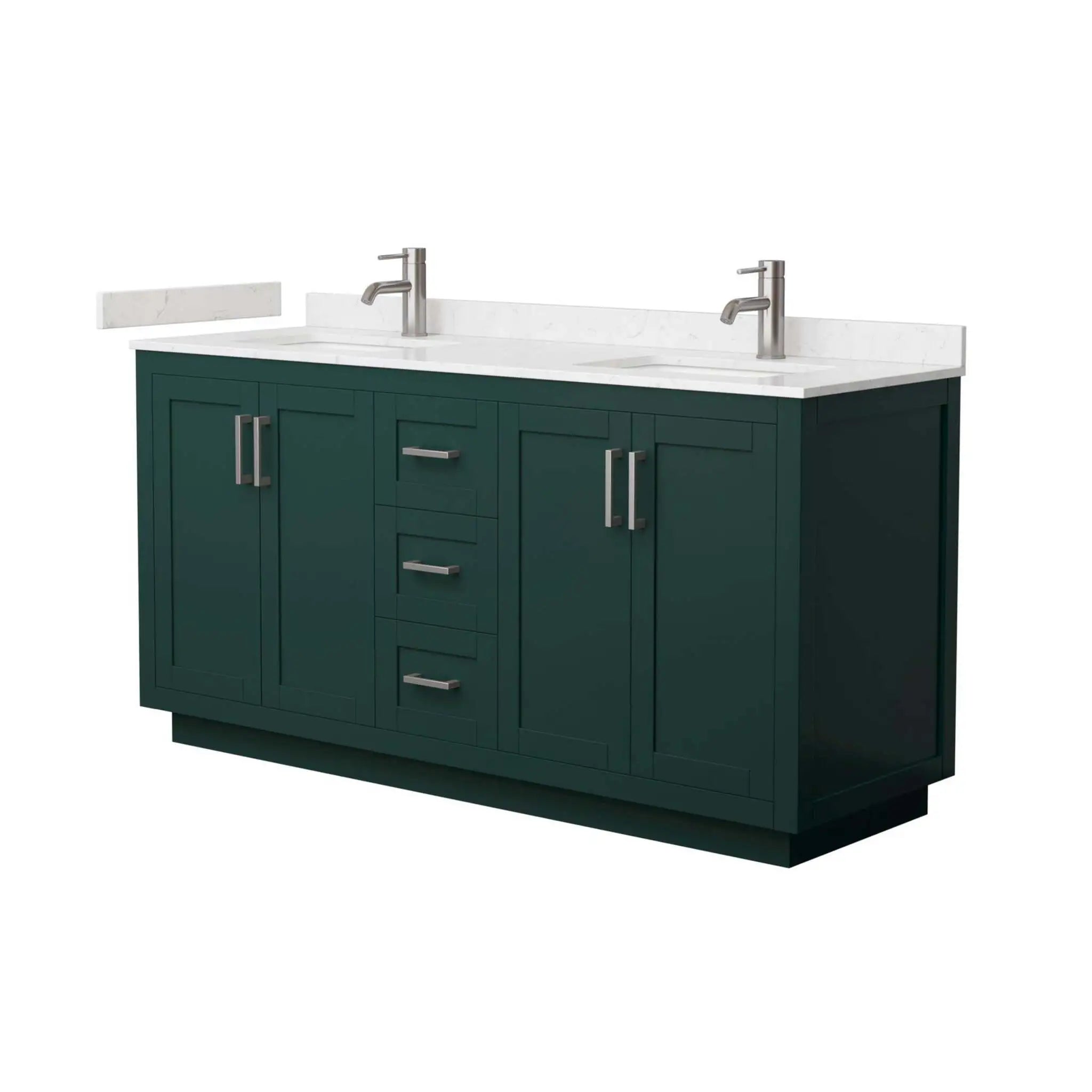 66" Miranda Double Bathroom Vanity in Green with Brushed Nickel Trim by Wyndham