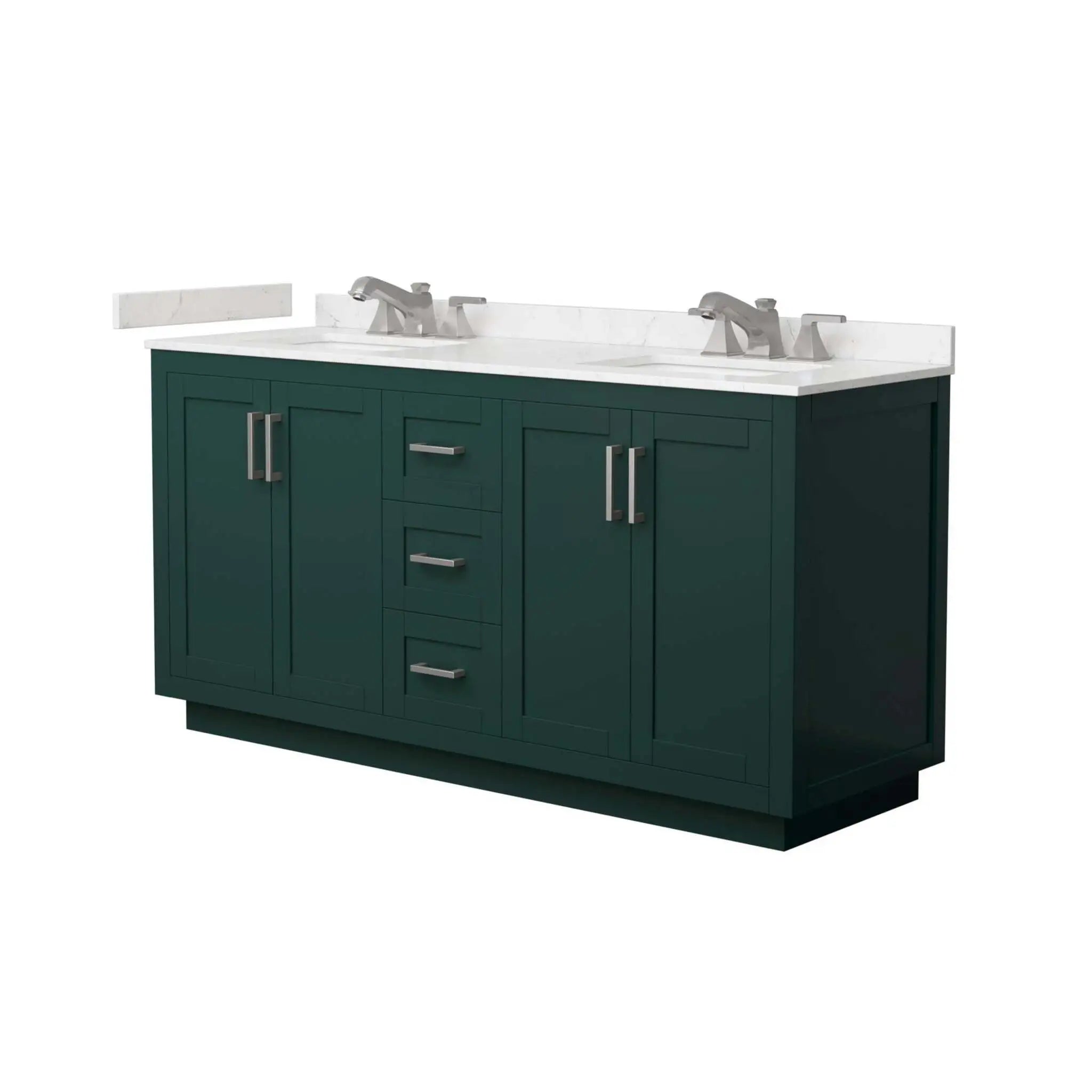 66" Miranda Double Bathroom Vanity in Green with Brushed Nickel Trim by Wyndham