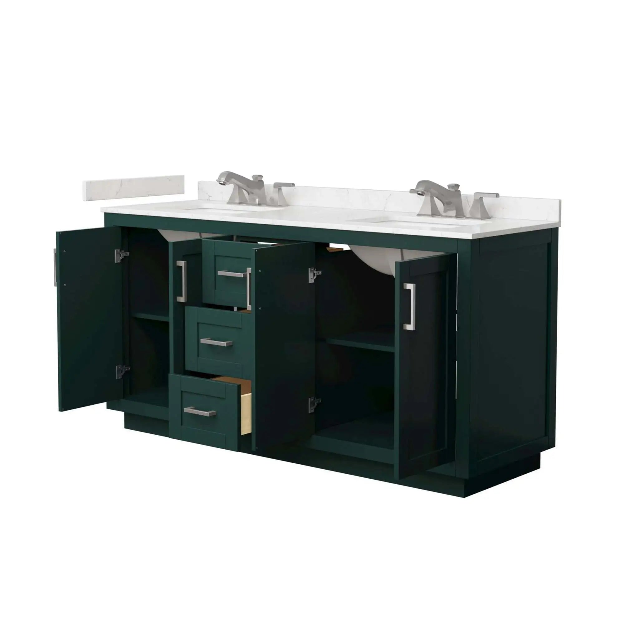 66" Miranda Double Bathroom Vanity in Green with Brushed Nickel Trim by Wyndham