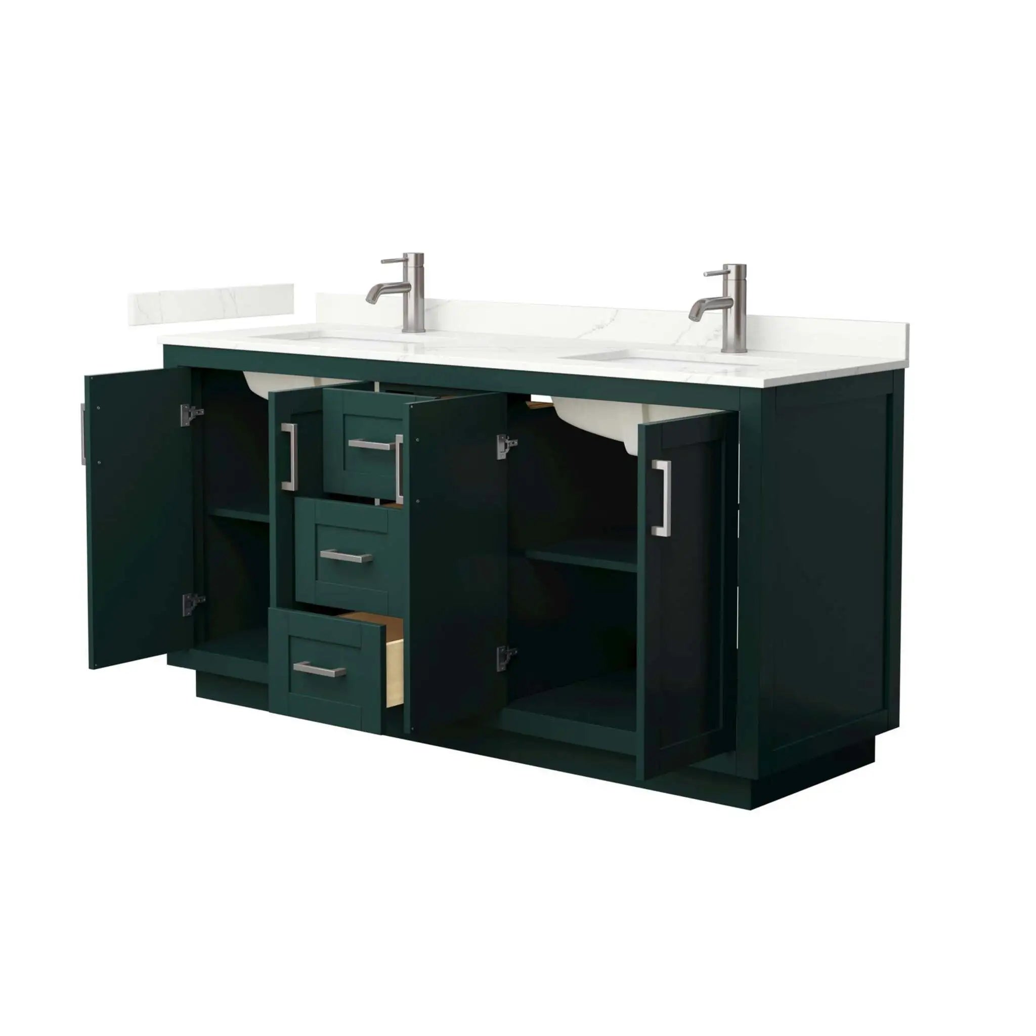 66" Miranda Double Bathroom Vanity in Green with Brushed Nickel Trim by Wyndham